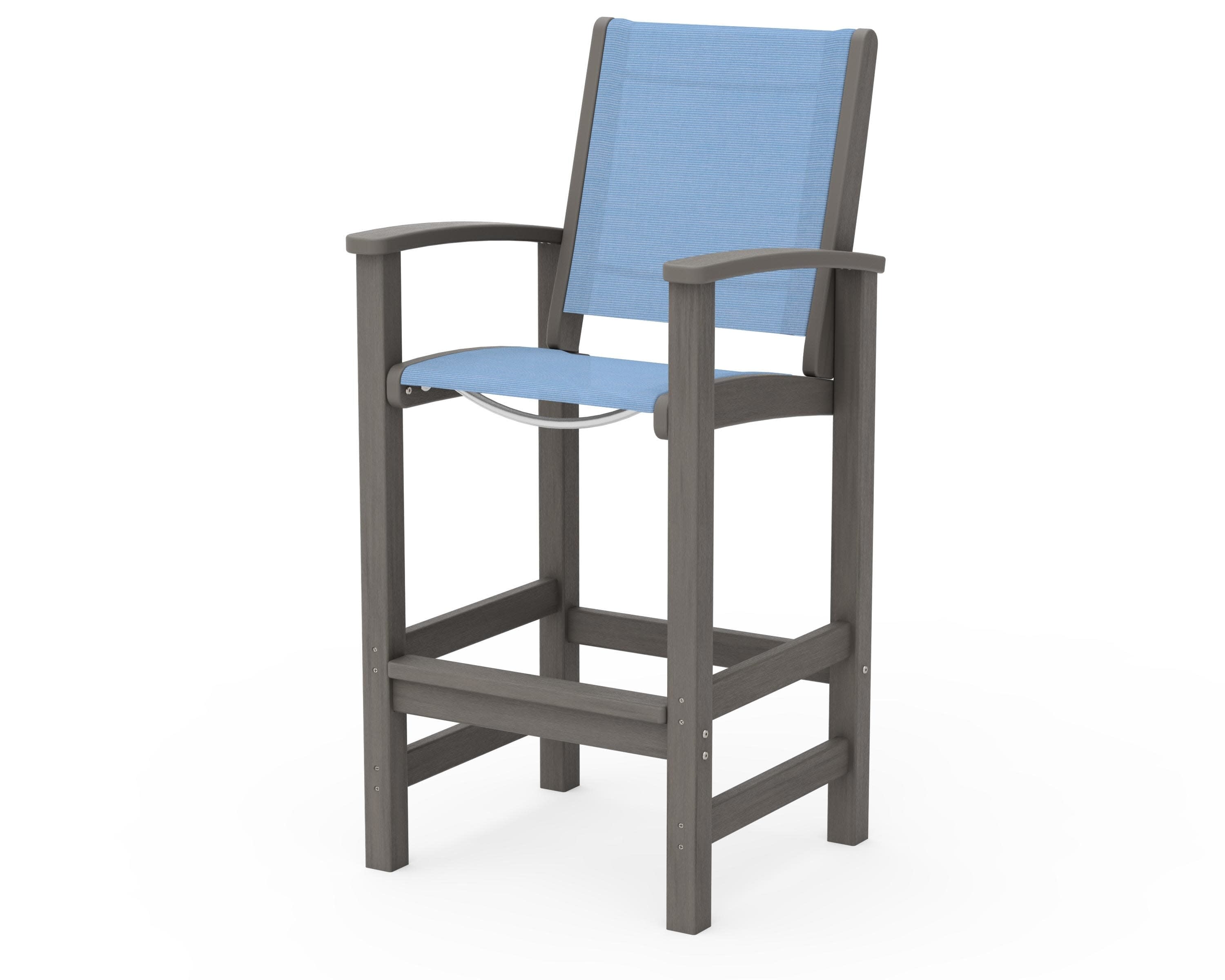 Coastal Bar Chair in Driftwood / Poolside Sling
