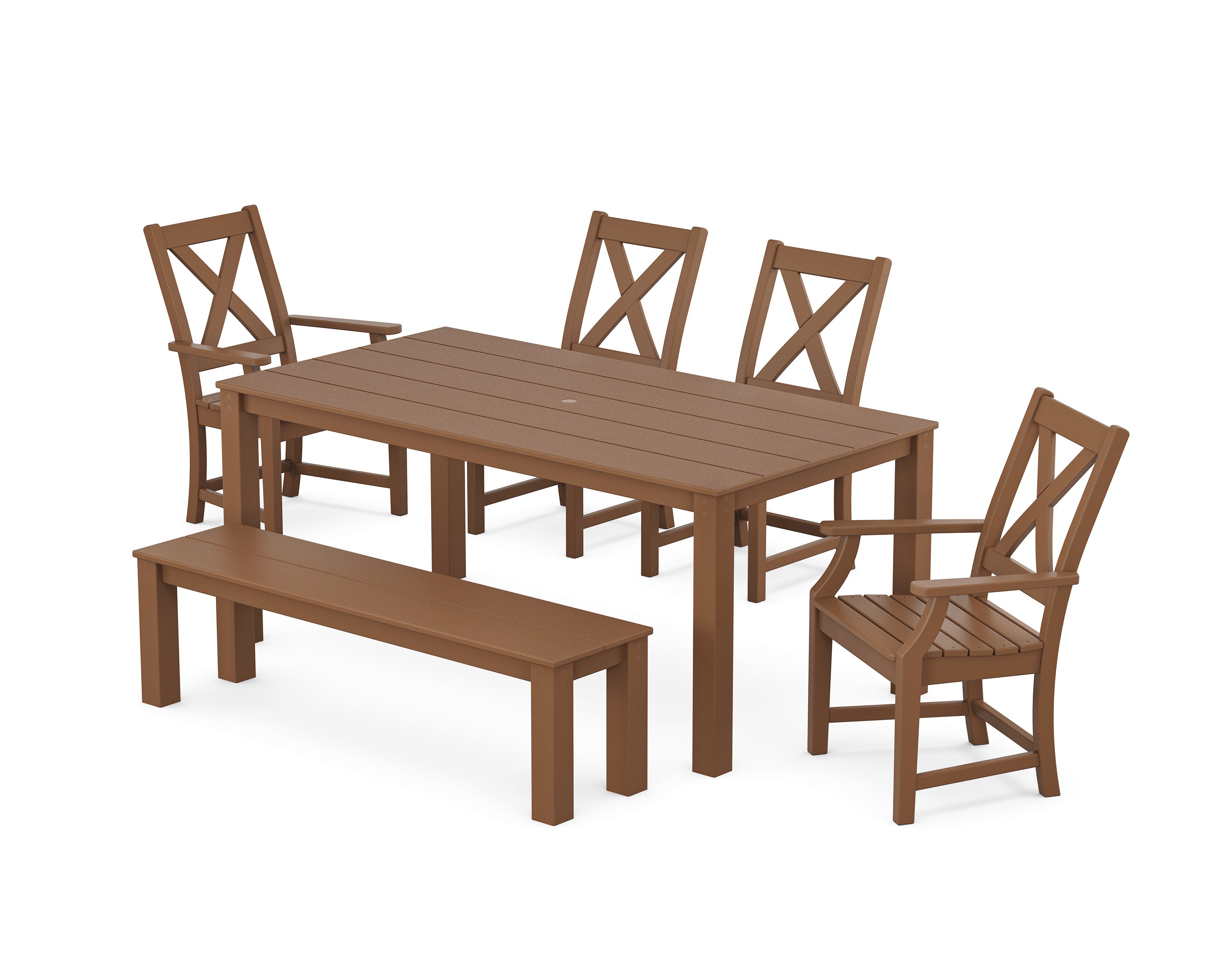 Braxton 6-Piece Parsons Dining Set with Bench in Teak