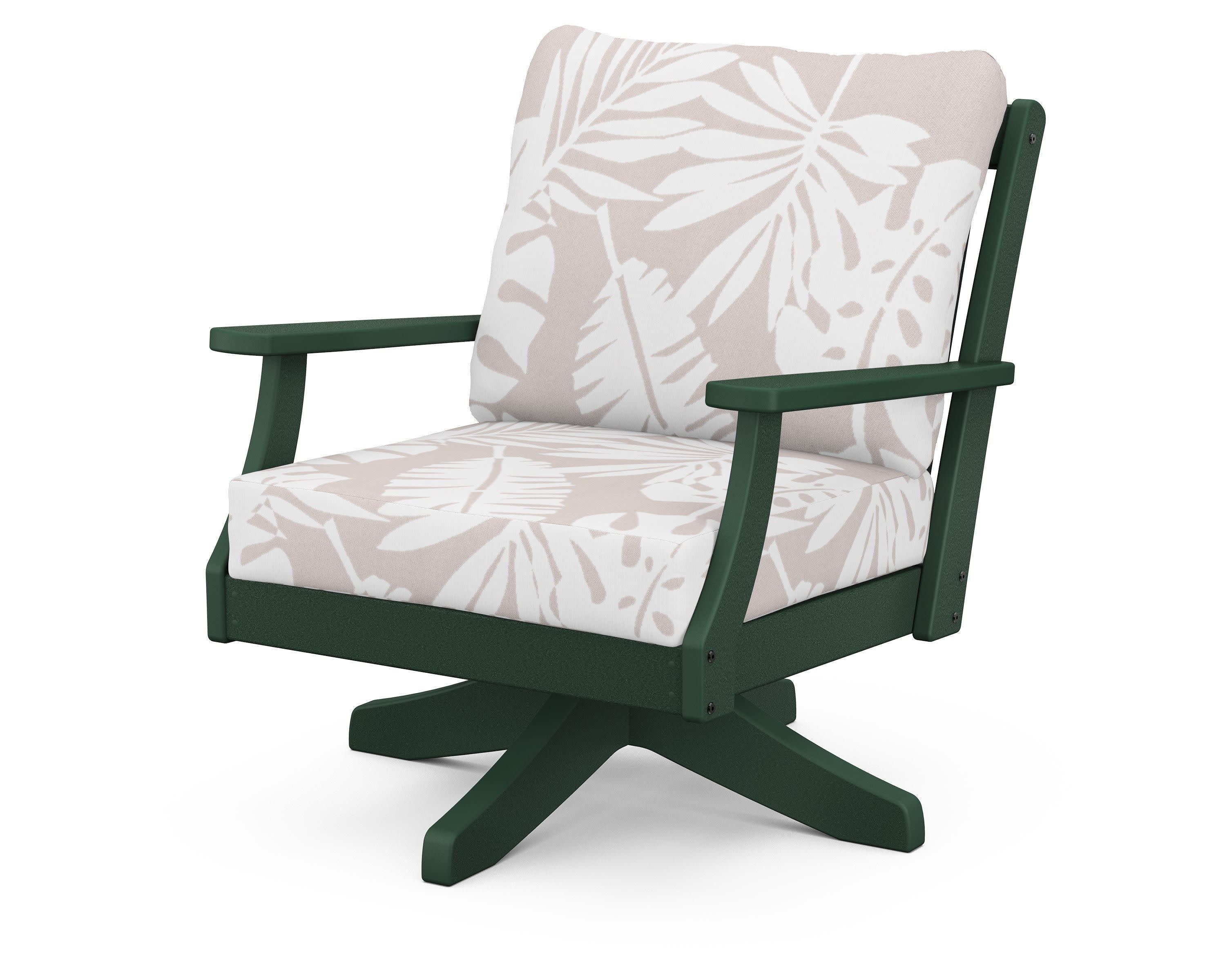 Braxton Deep Seating Swivel Chair in Green / Leaf Dune Burlap