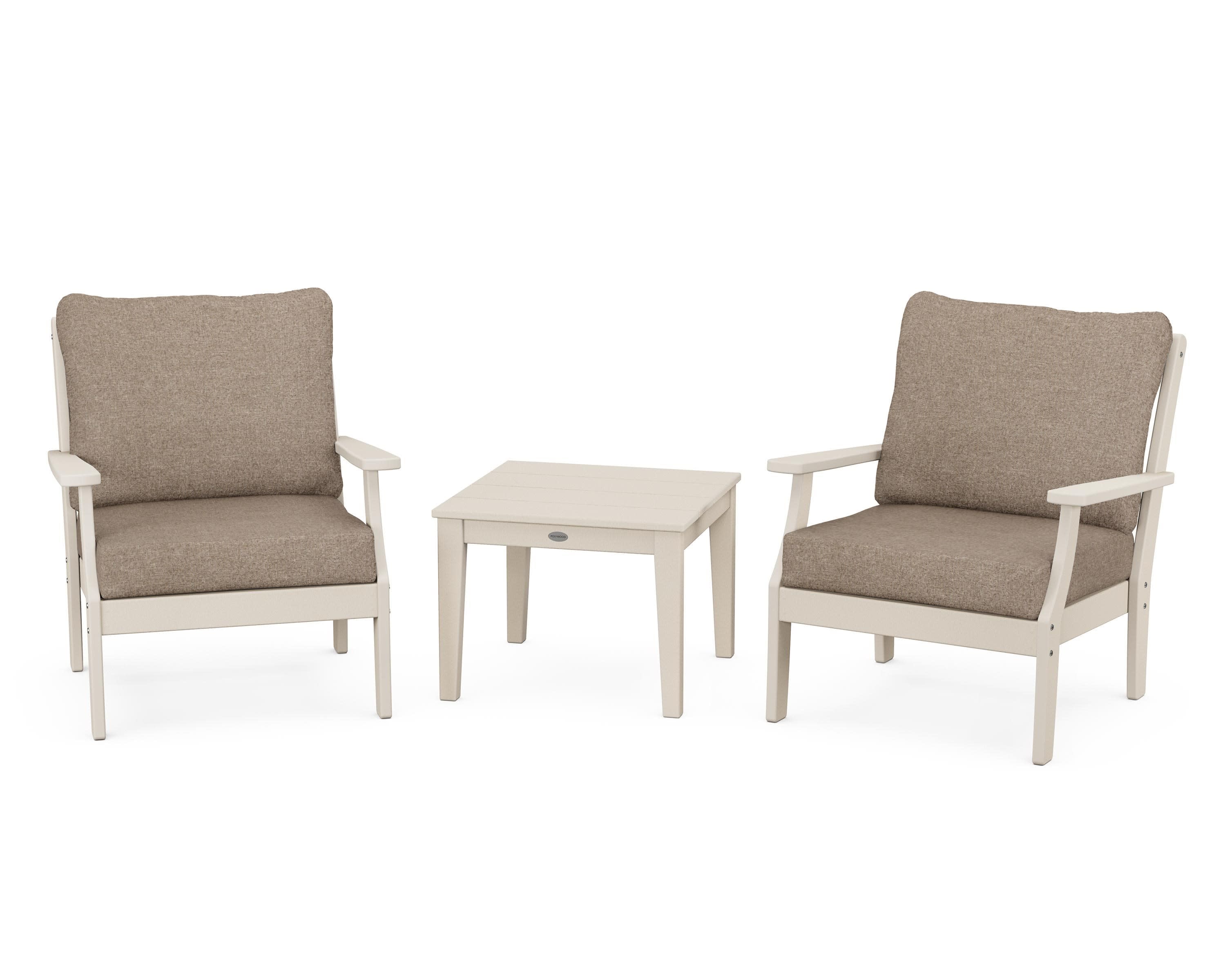 Braxton 3-Piece Deep Seating Set in Sand / Spiced Burlap