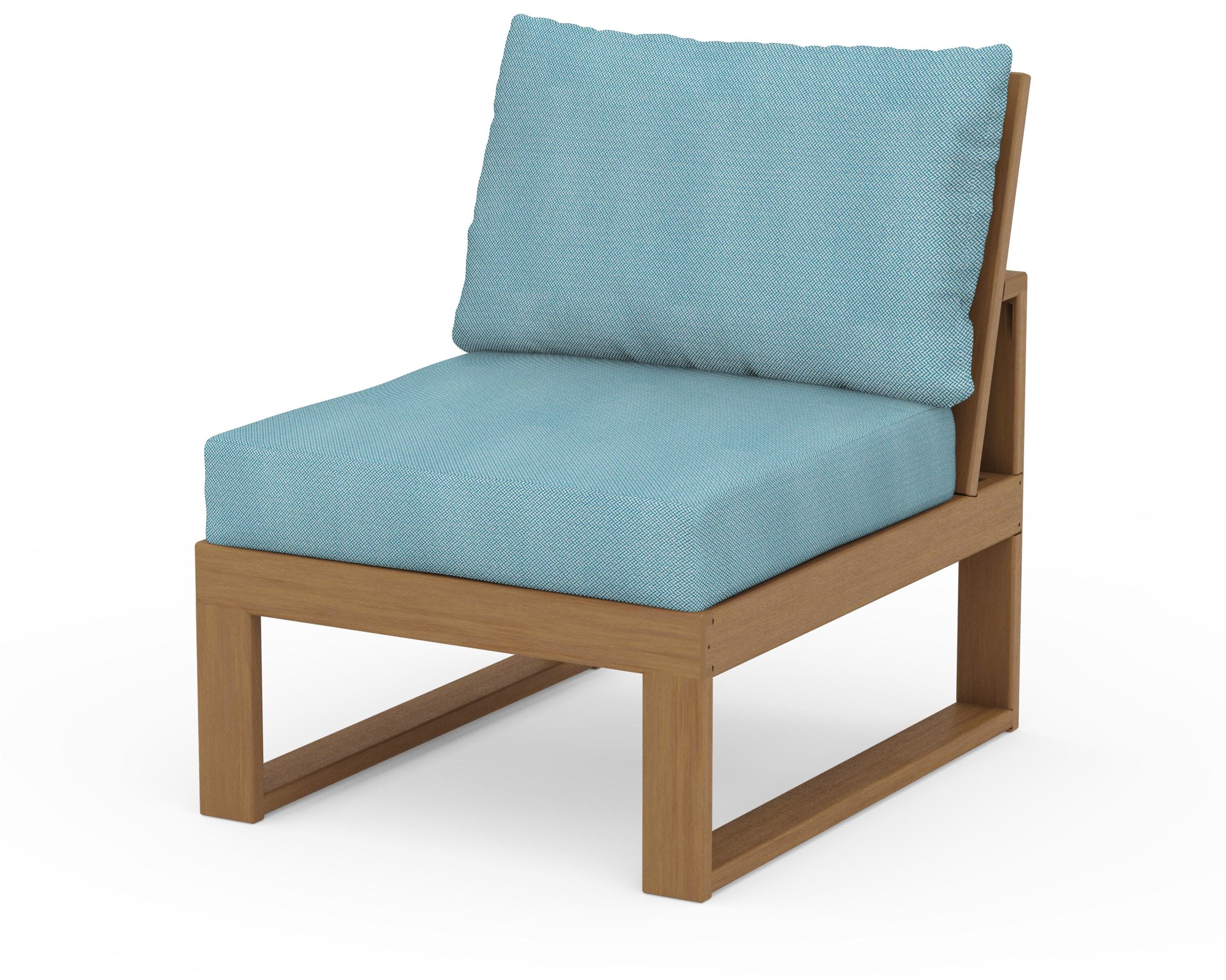 Modular Armless Chair in Natural / Lattice Sky Blue