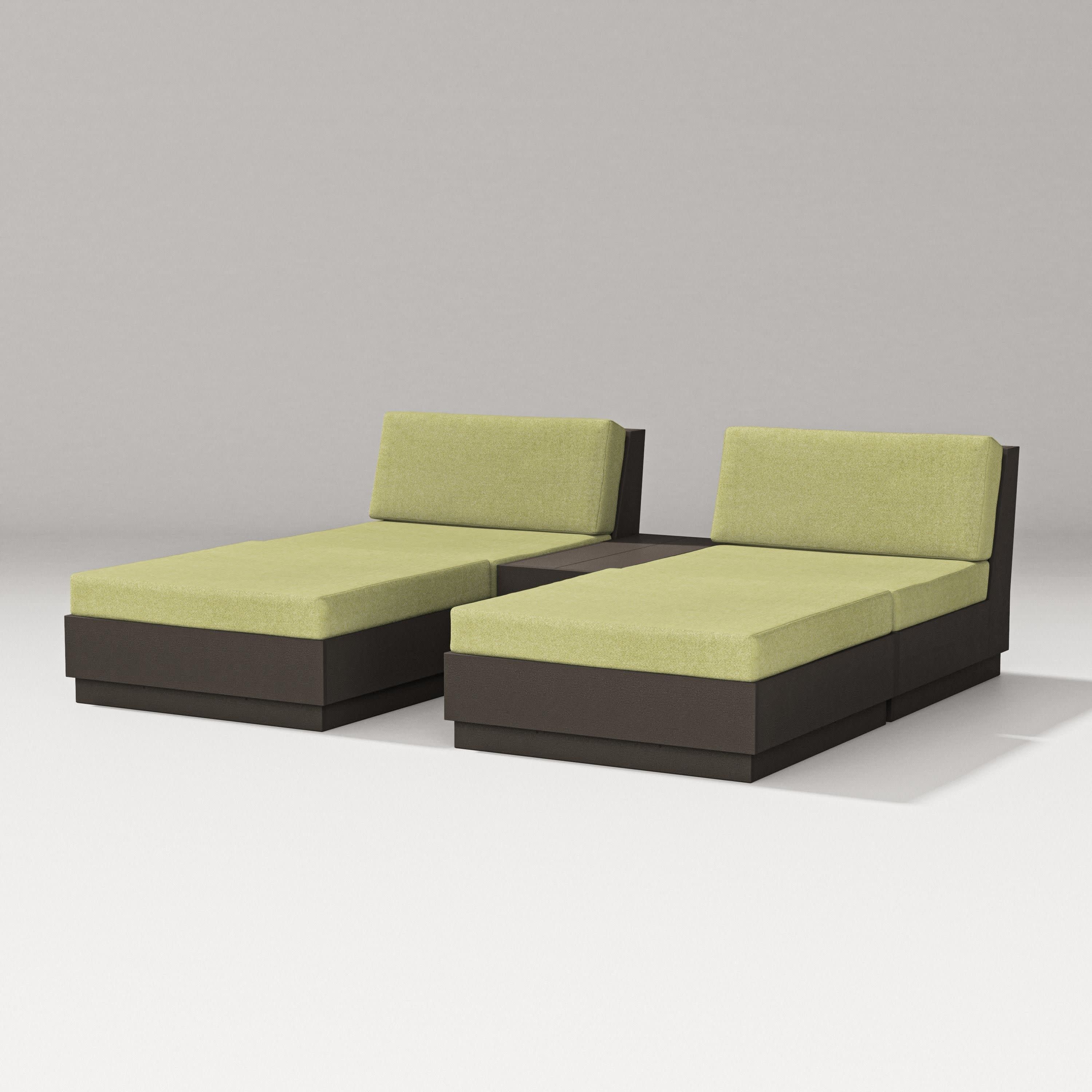 Elevate Double Chaise Set in Vintage Coffee / Chartreuse Boucle