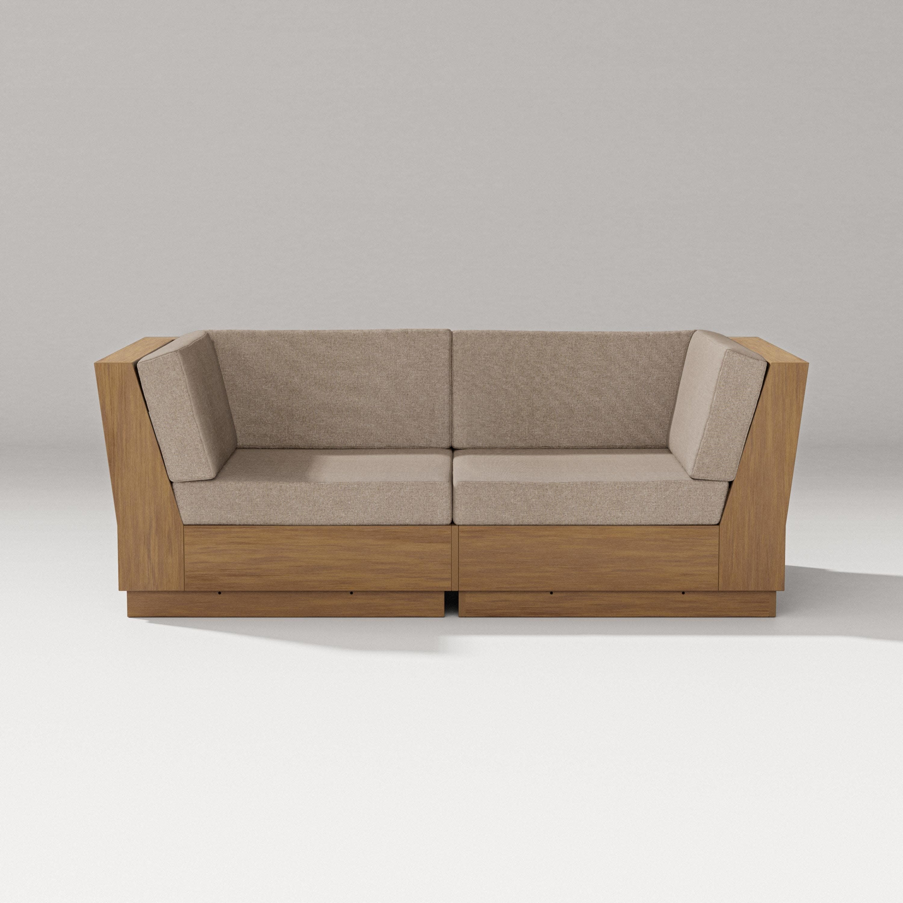 Elevate Loveseat Sectional in Natural / Spiced Burlap