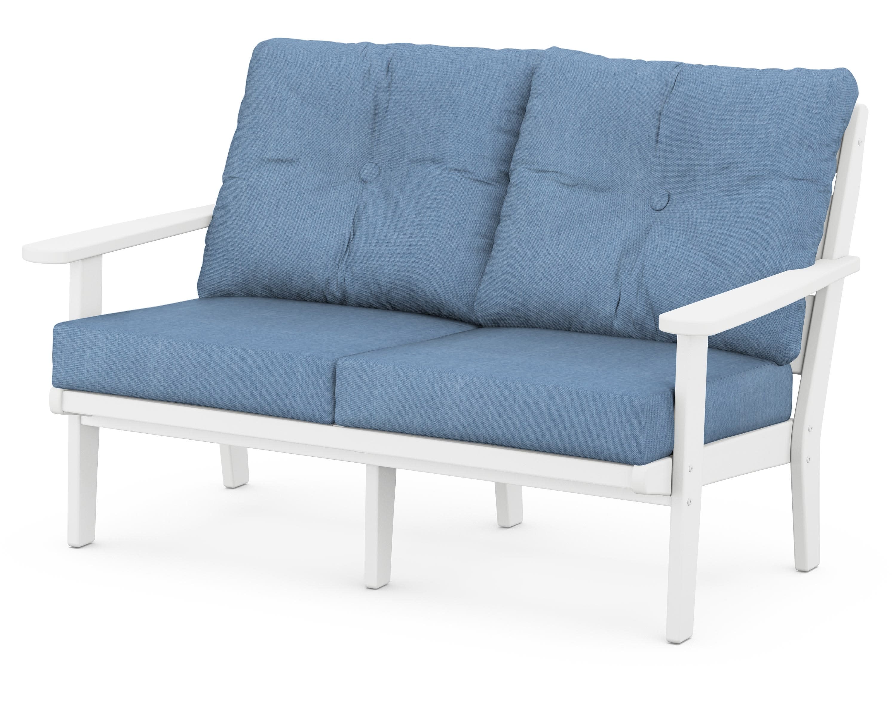 Lakeside Deep Seating Loveseat in White / Sky Blue