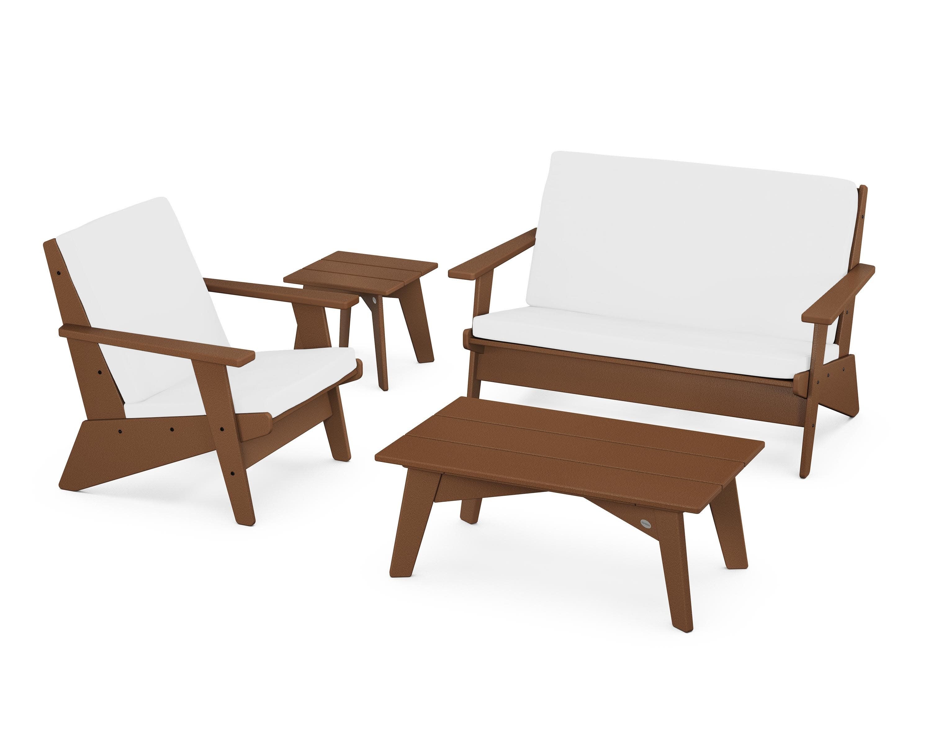 Riviera Modern Lounge 4-Piece Set in Teak / Natural