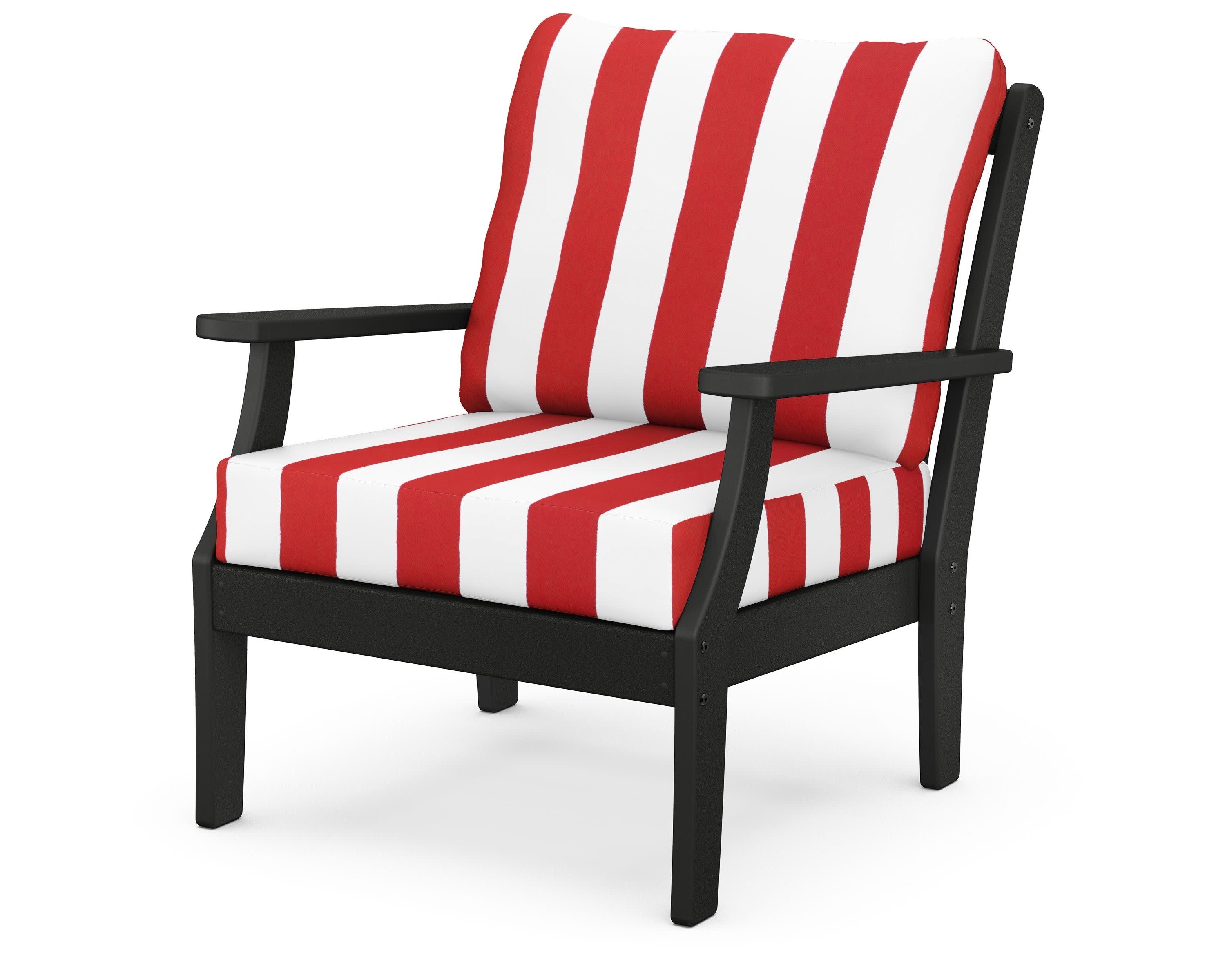 Braxton Deep Seating Chair in Black / Cabana Stripe Crimson