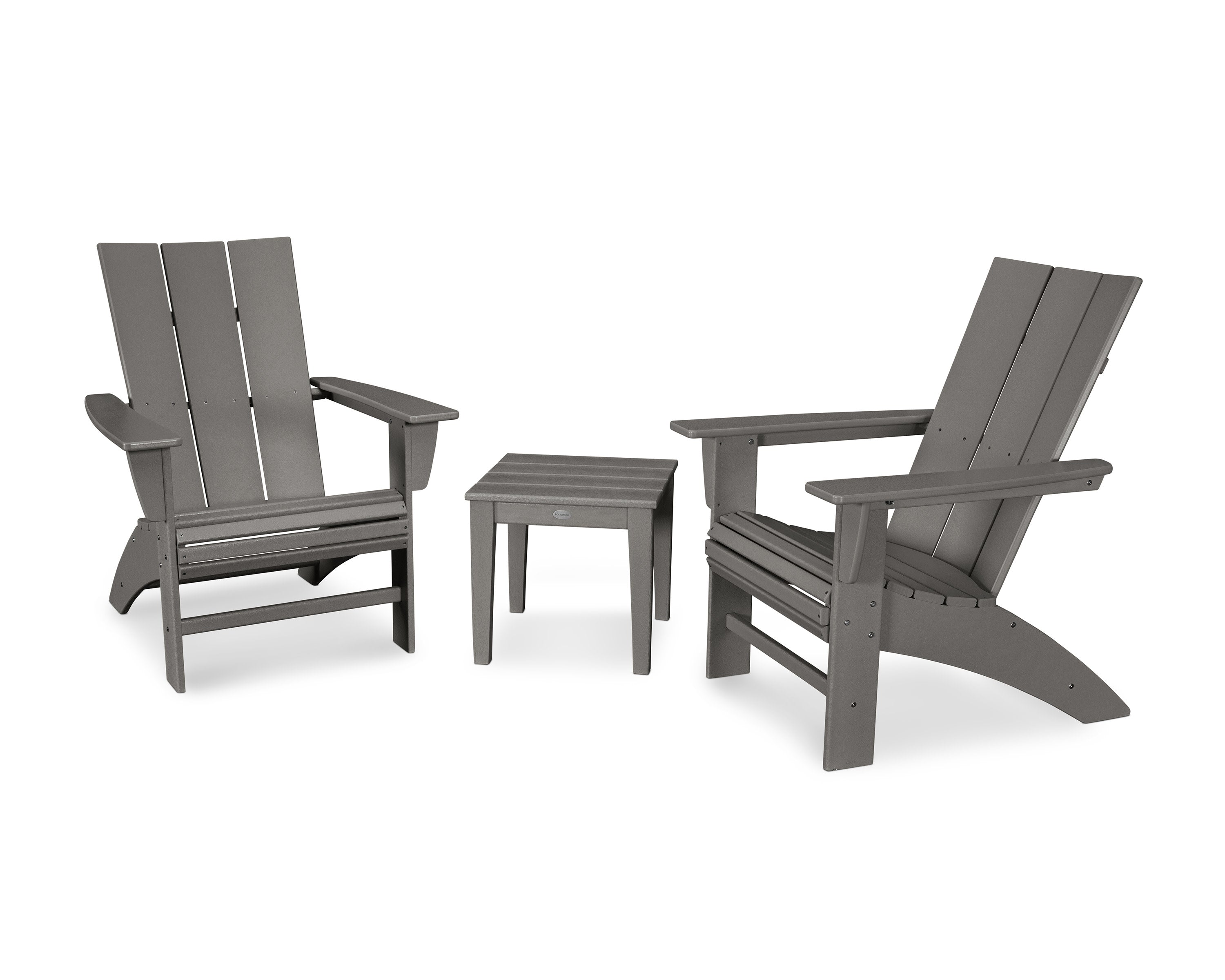 Modern 3-Piece Curveback  Adirondack Set in Slate Grey