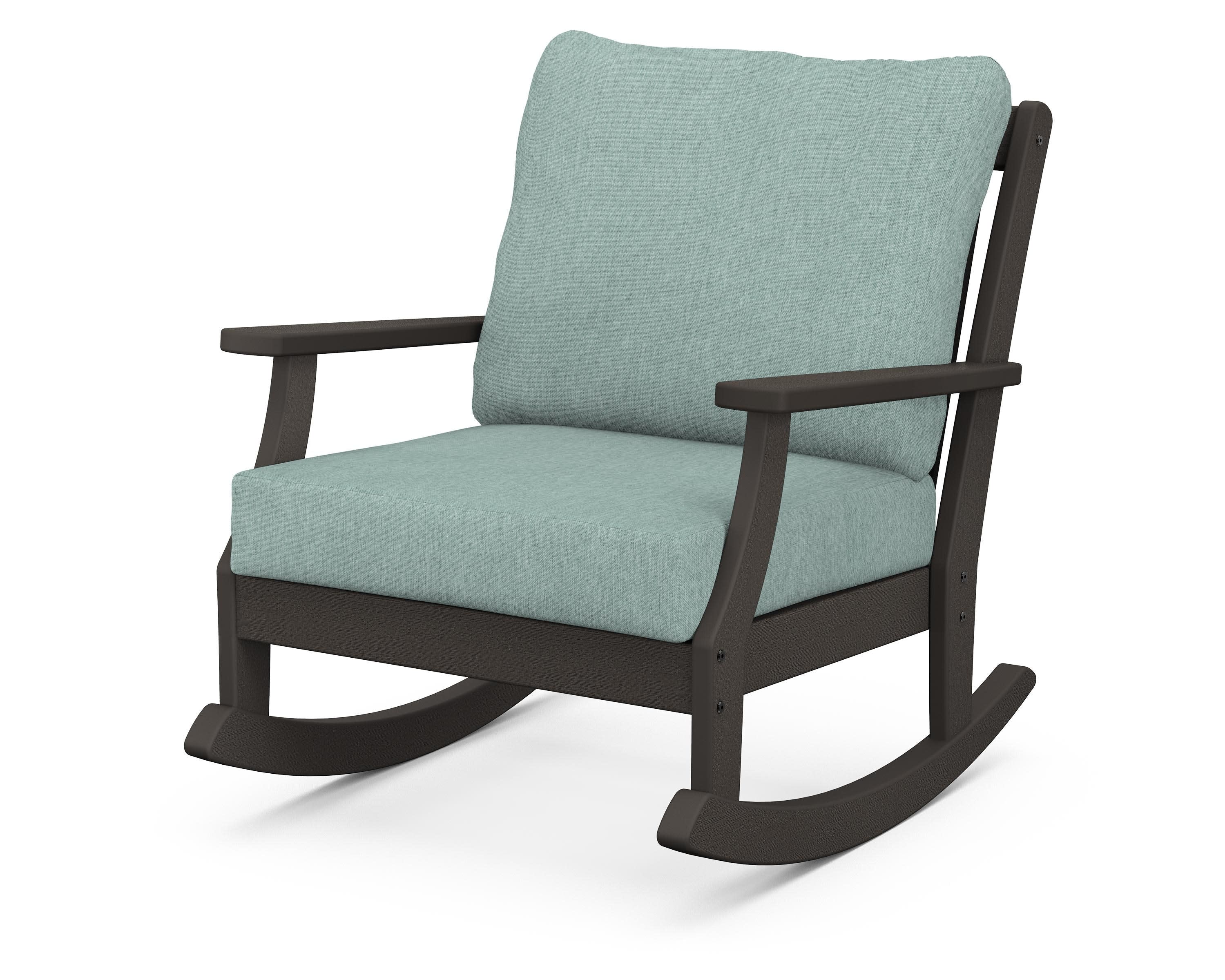 Braxton Deep Seating Rocking Chair in Vintage Coffee / Glacier Spa