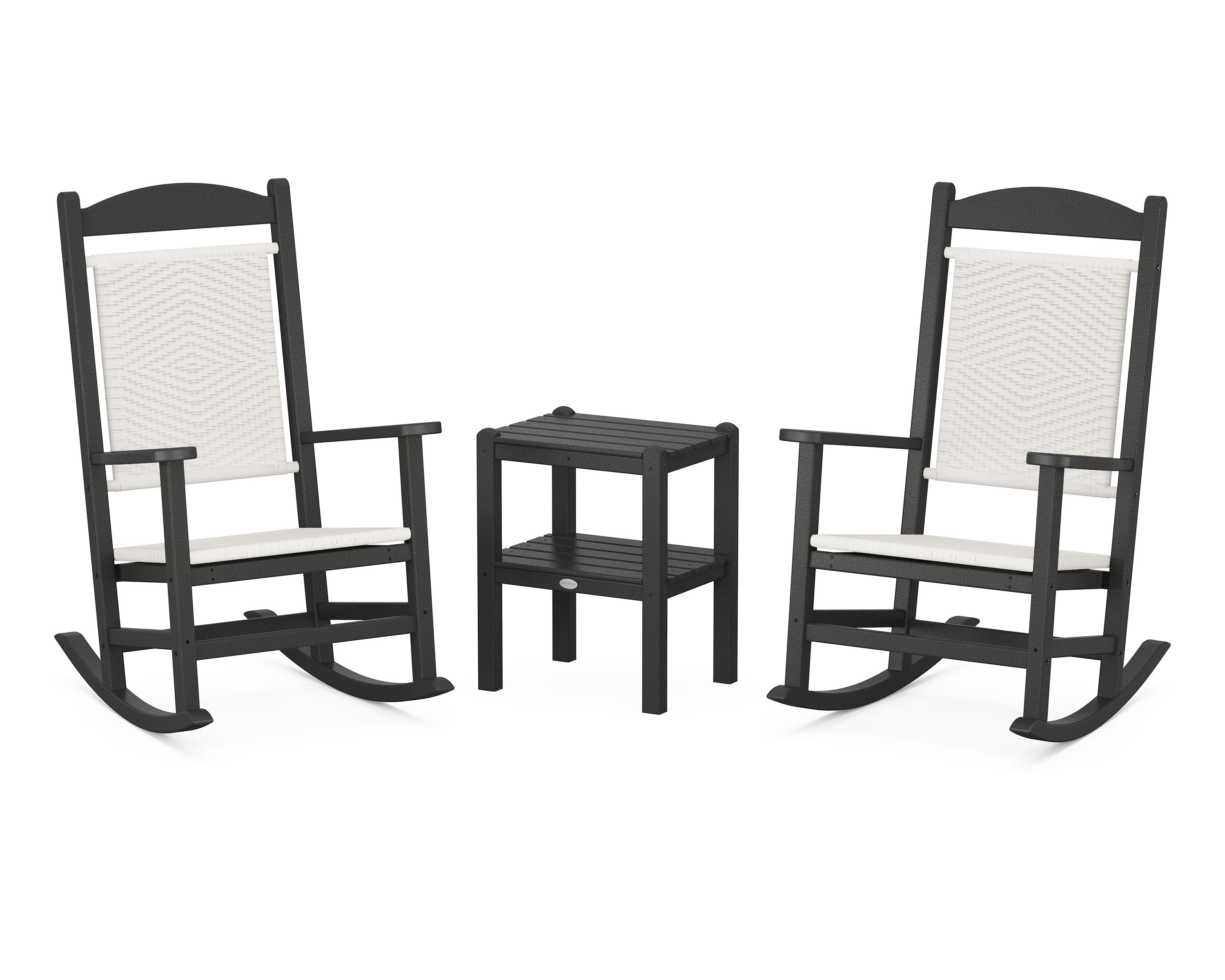 Presidential Woven Rocker 3-Piece Set in Black / White Loom