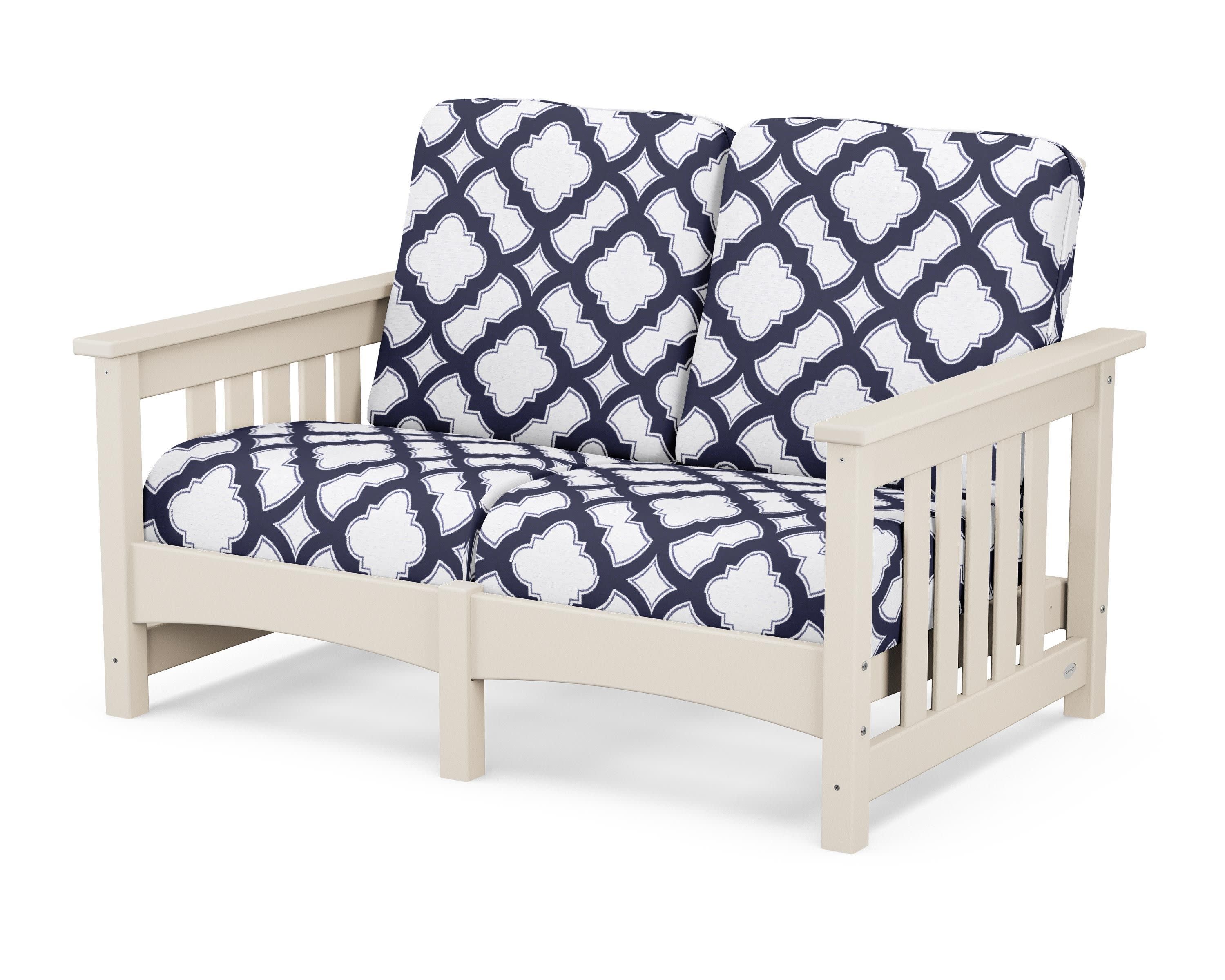 Club Mission Loveseat in Sand / Trellis Navy