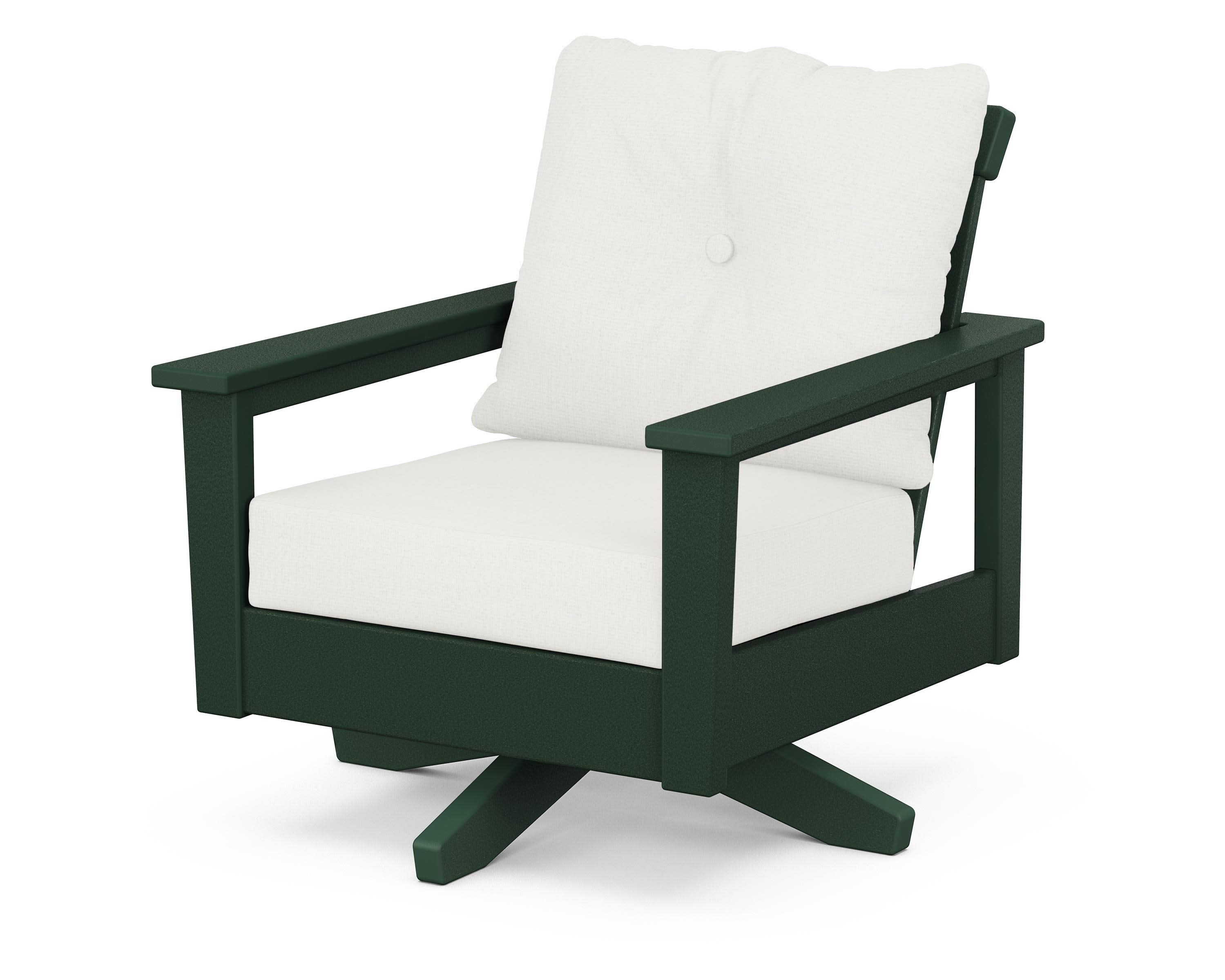 Prescott Deep Seating Swivel Chair in Green / Natural Linen