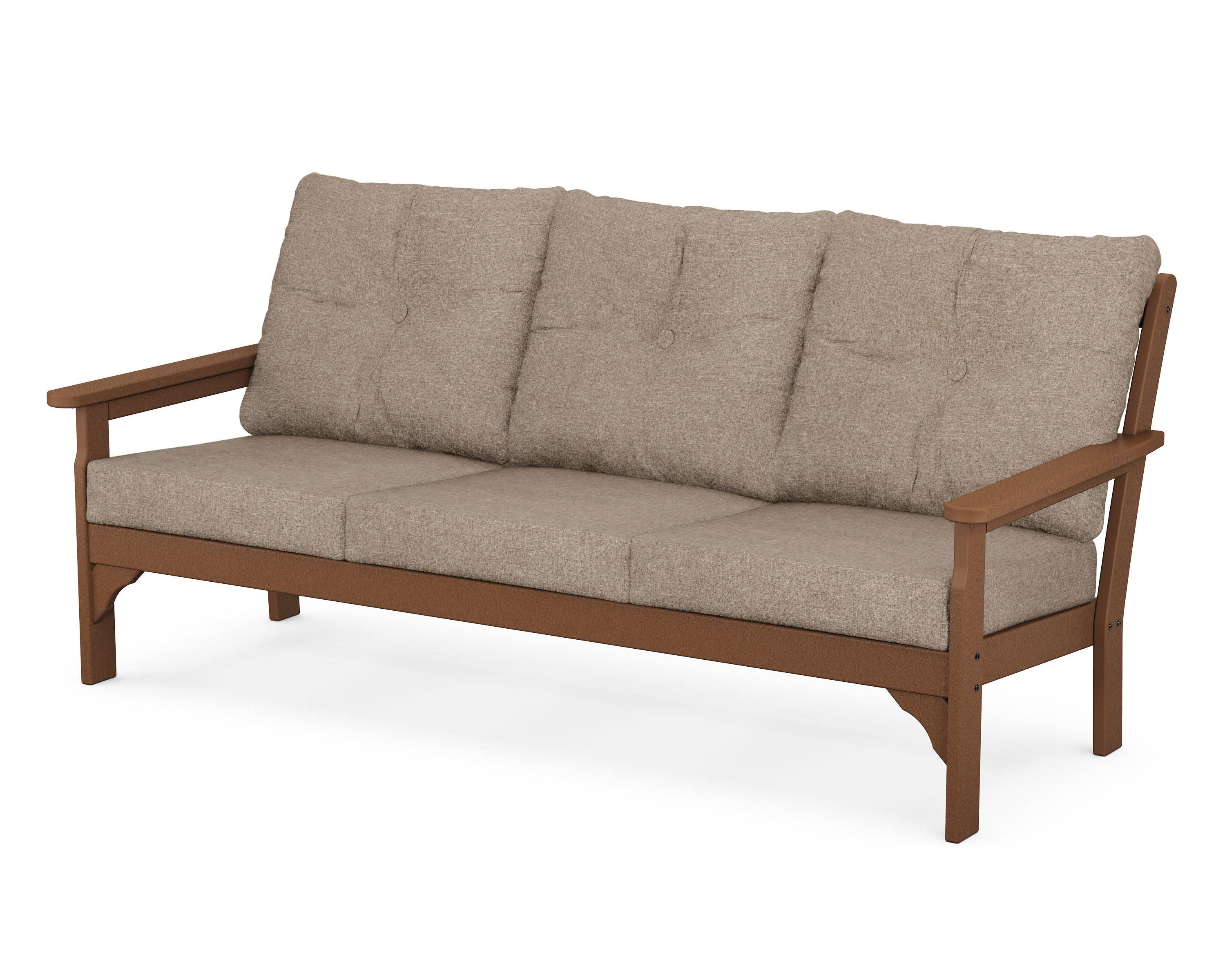 Vineyard Deep Seating Sofa in Teak / Spiced Burlap
