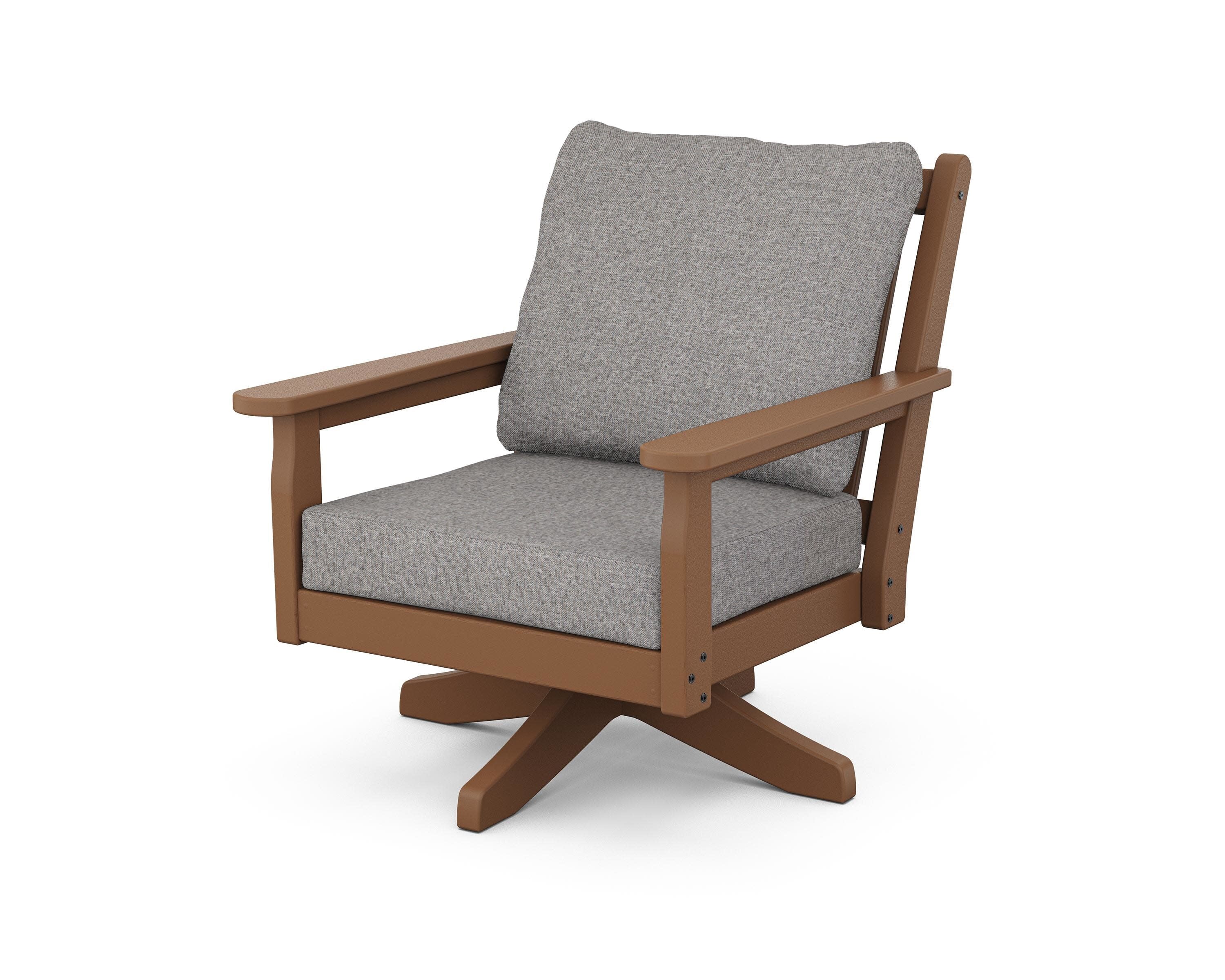 Chippendale Deep Seating Swivel Chair in Teak / Grey Mist