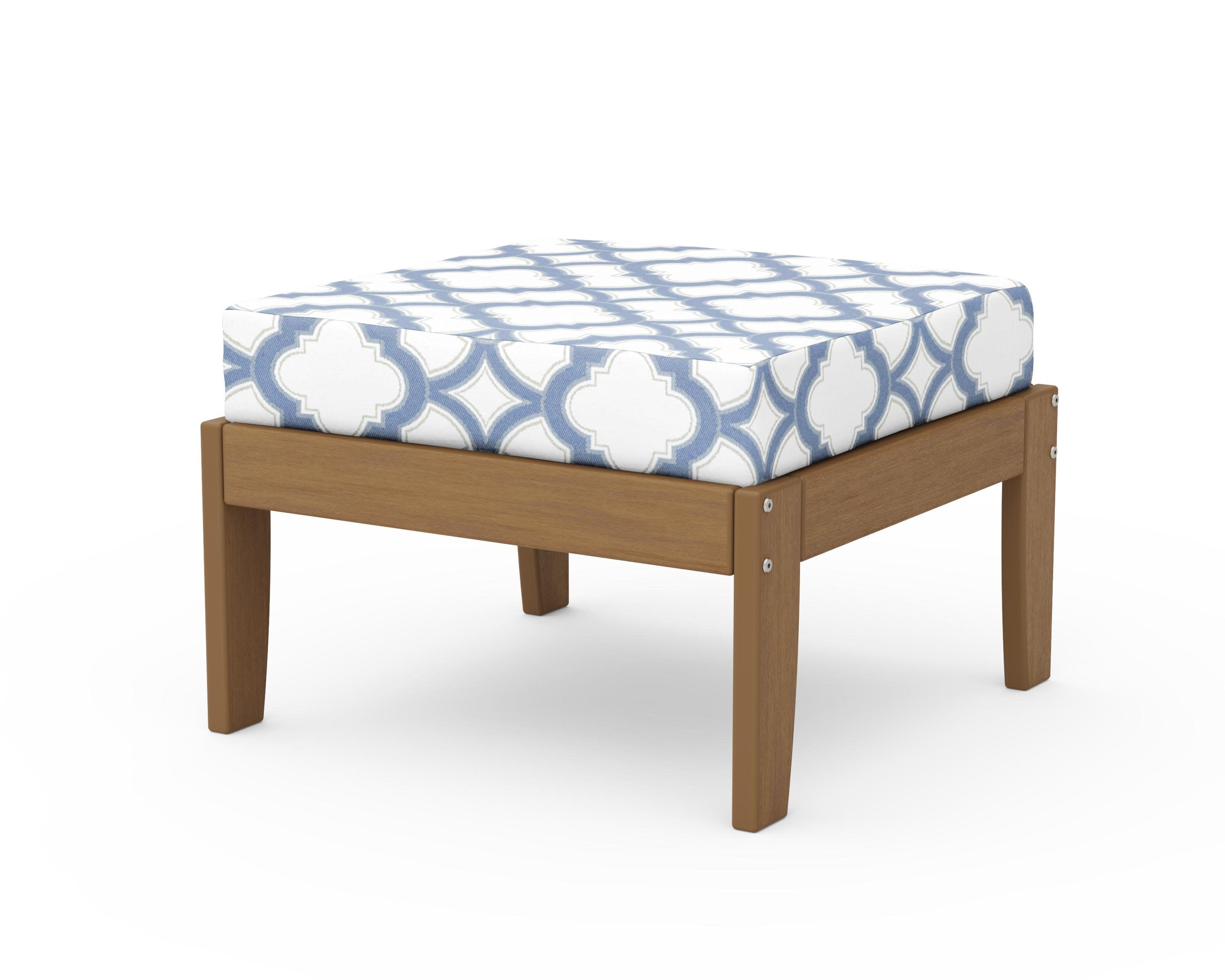 Modular Ottoman - Classic in Natural / Trellis Sky Blue