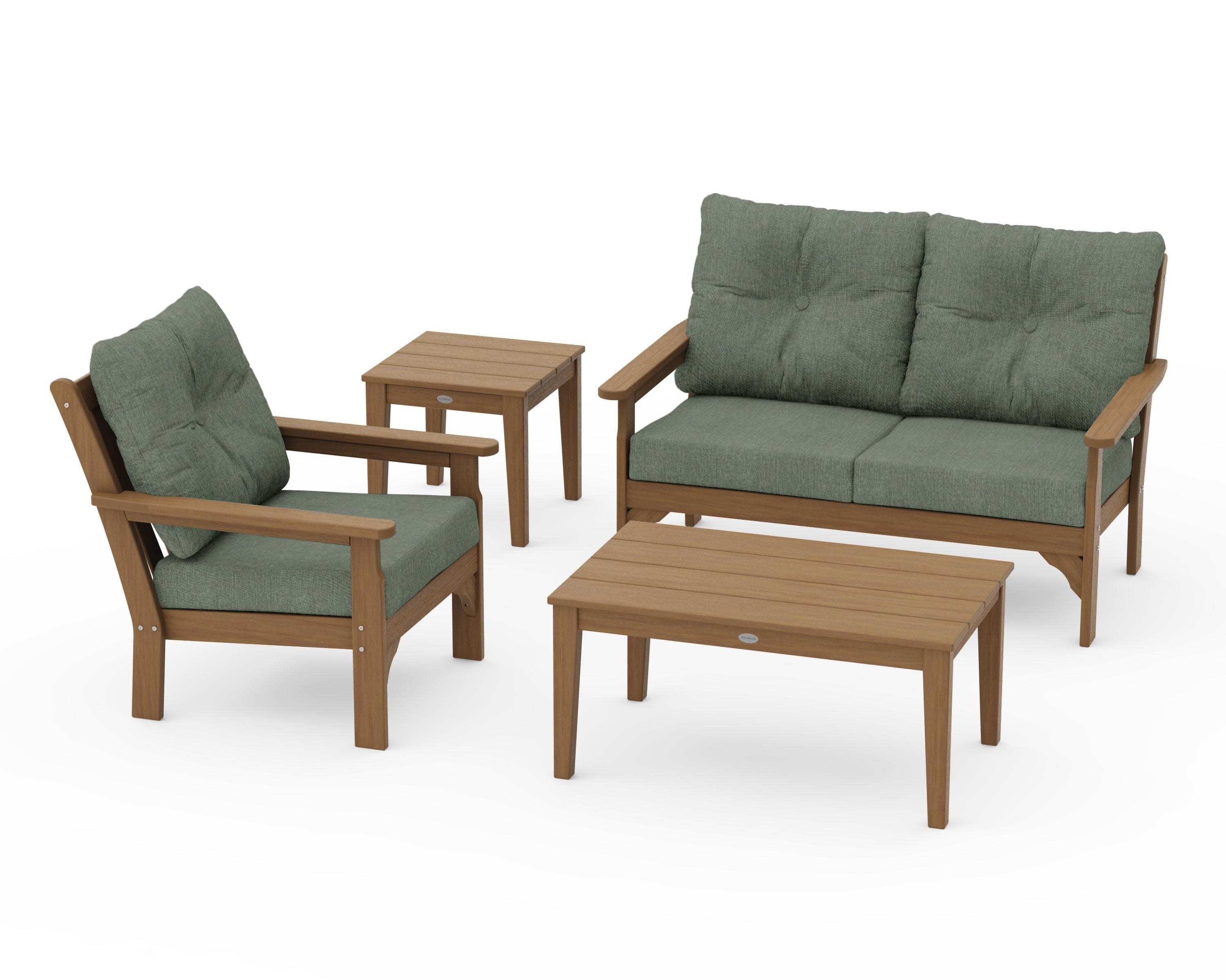 Vineyard 4-Piece Deep Seating Set in Natural / Cast Sage