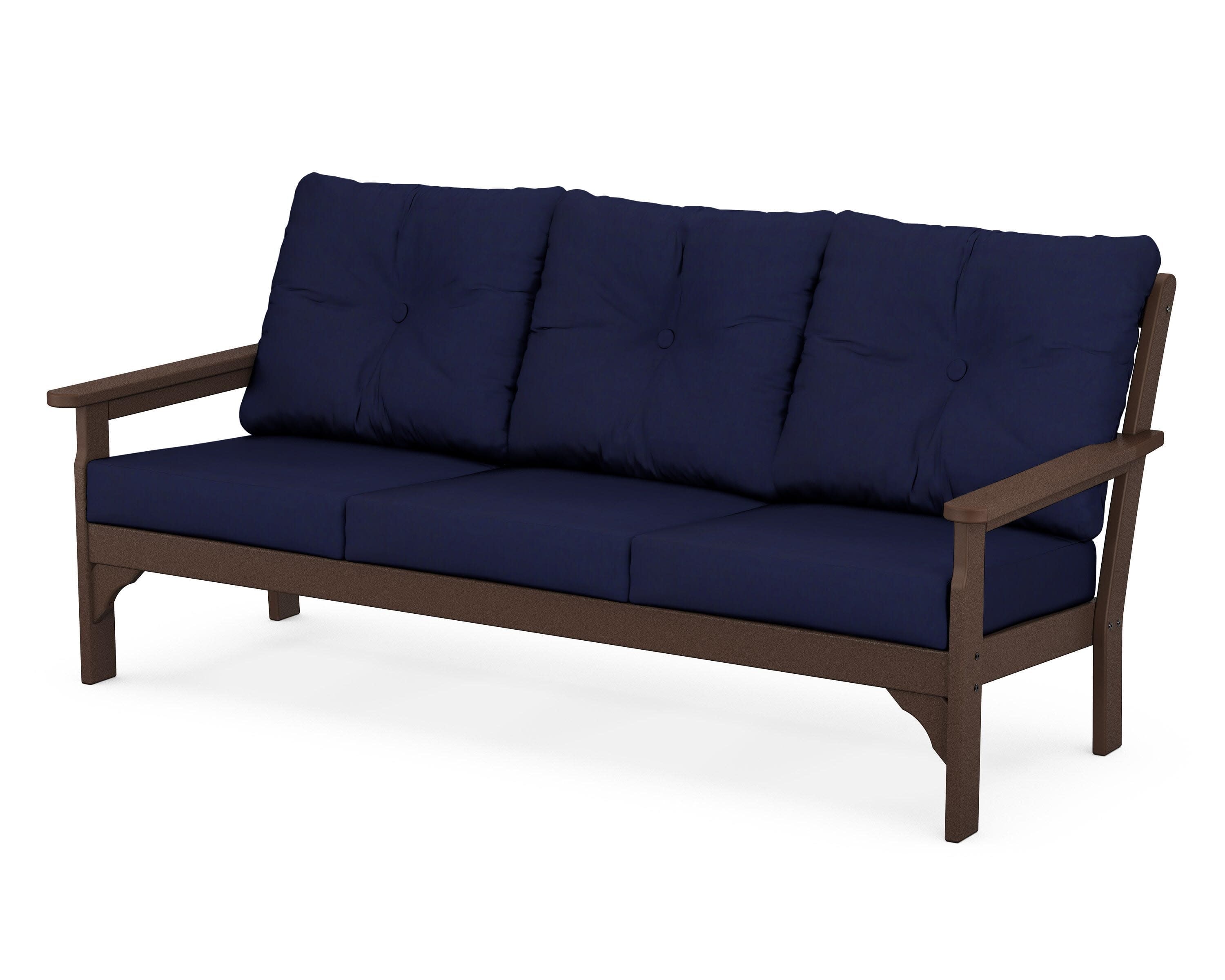 Vineyard Deep Seating Sofa in Mahogany / Navy