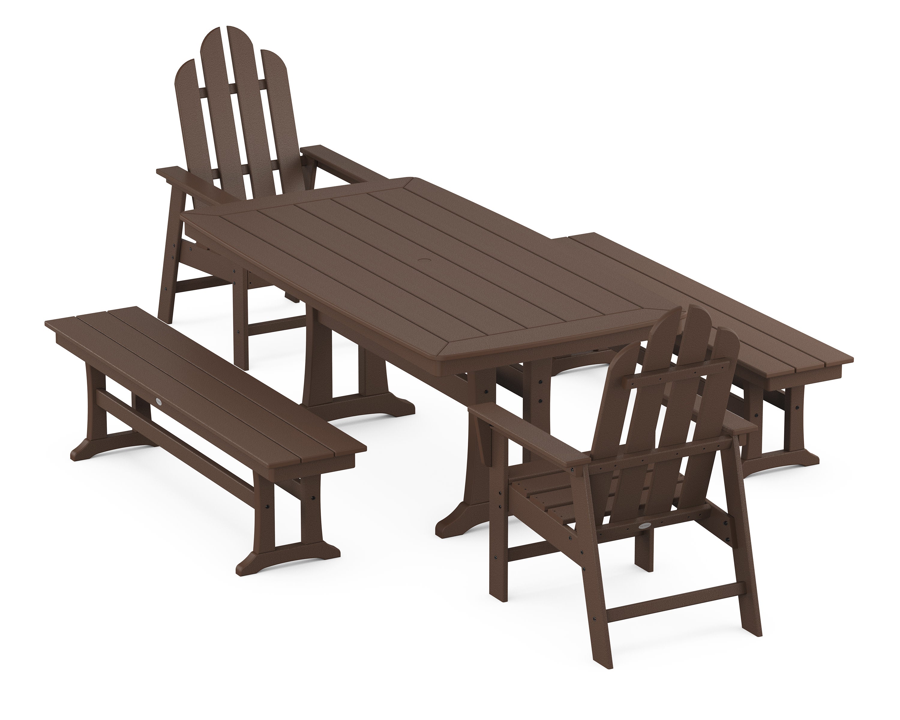 Long Island 5-Piece Dining Set with Trestle Legs in Mahogany