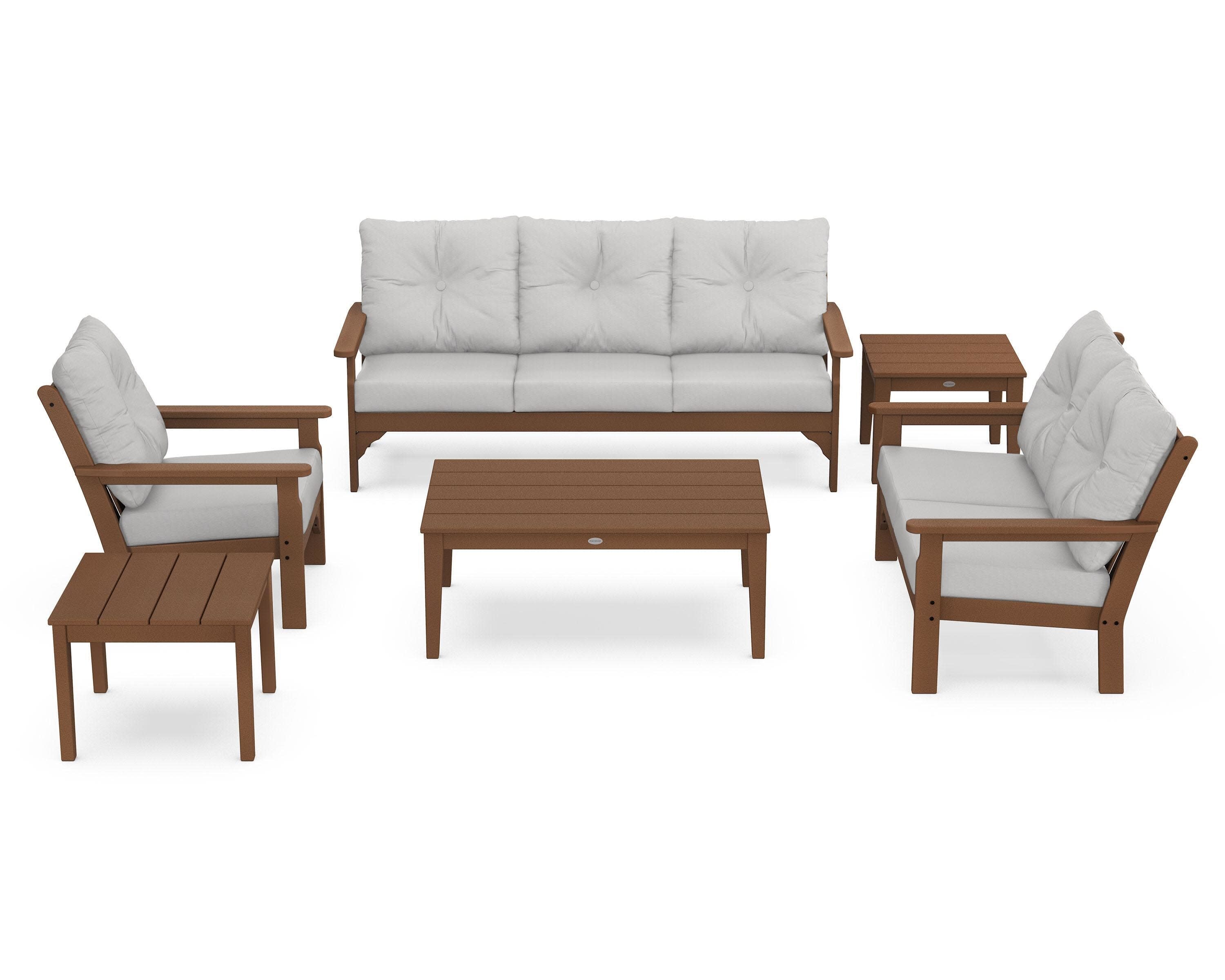 Vineyard 6-Piece Deep Seating Set in Teak / Diamond in the Rough