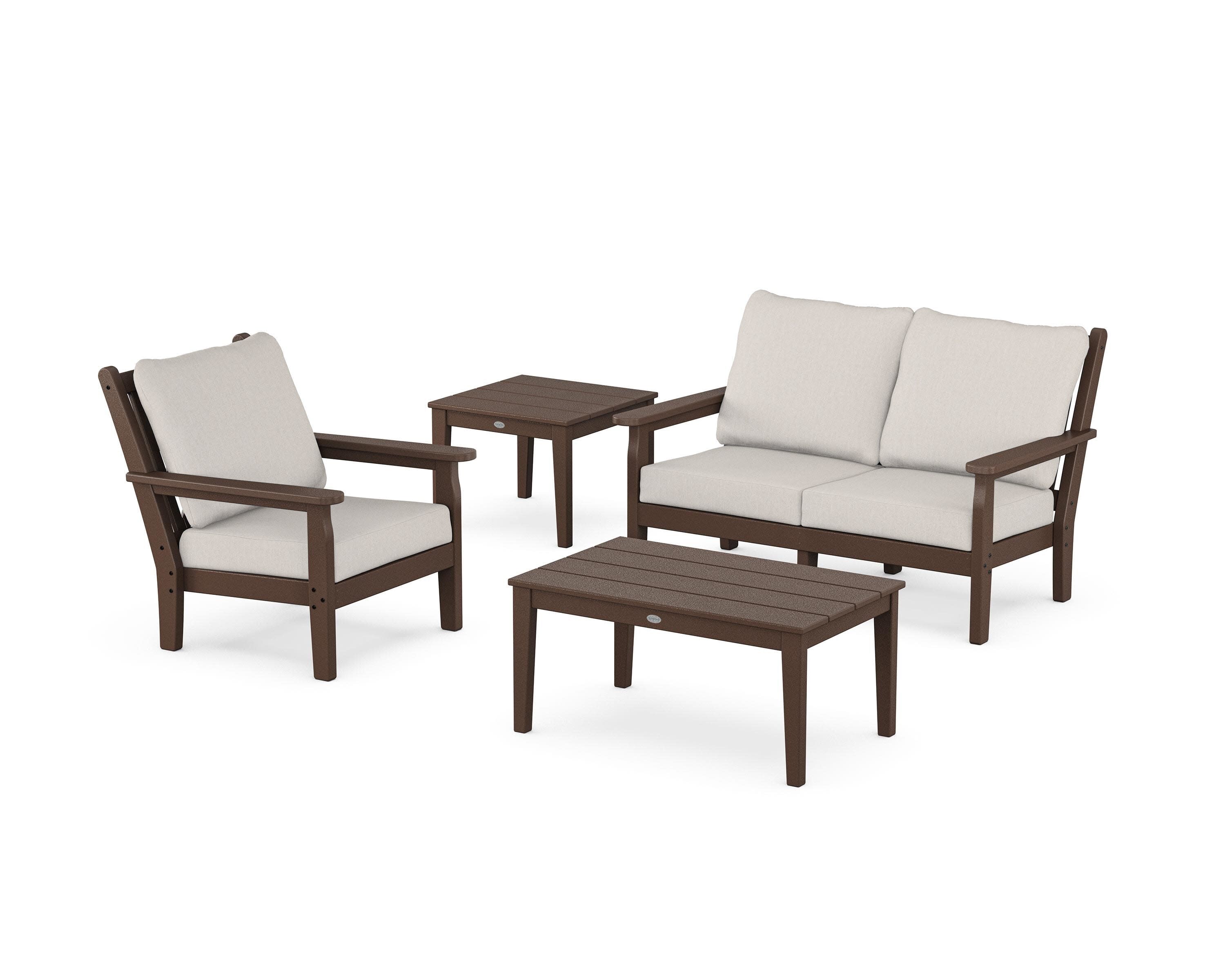 Chippendale 4-Piece Deep Seating Set in Mahogany / Cast Ash