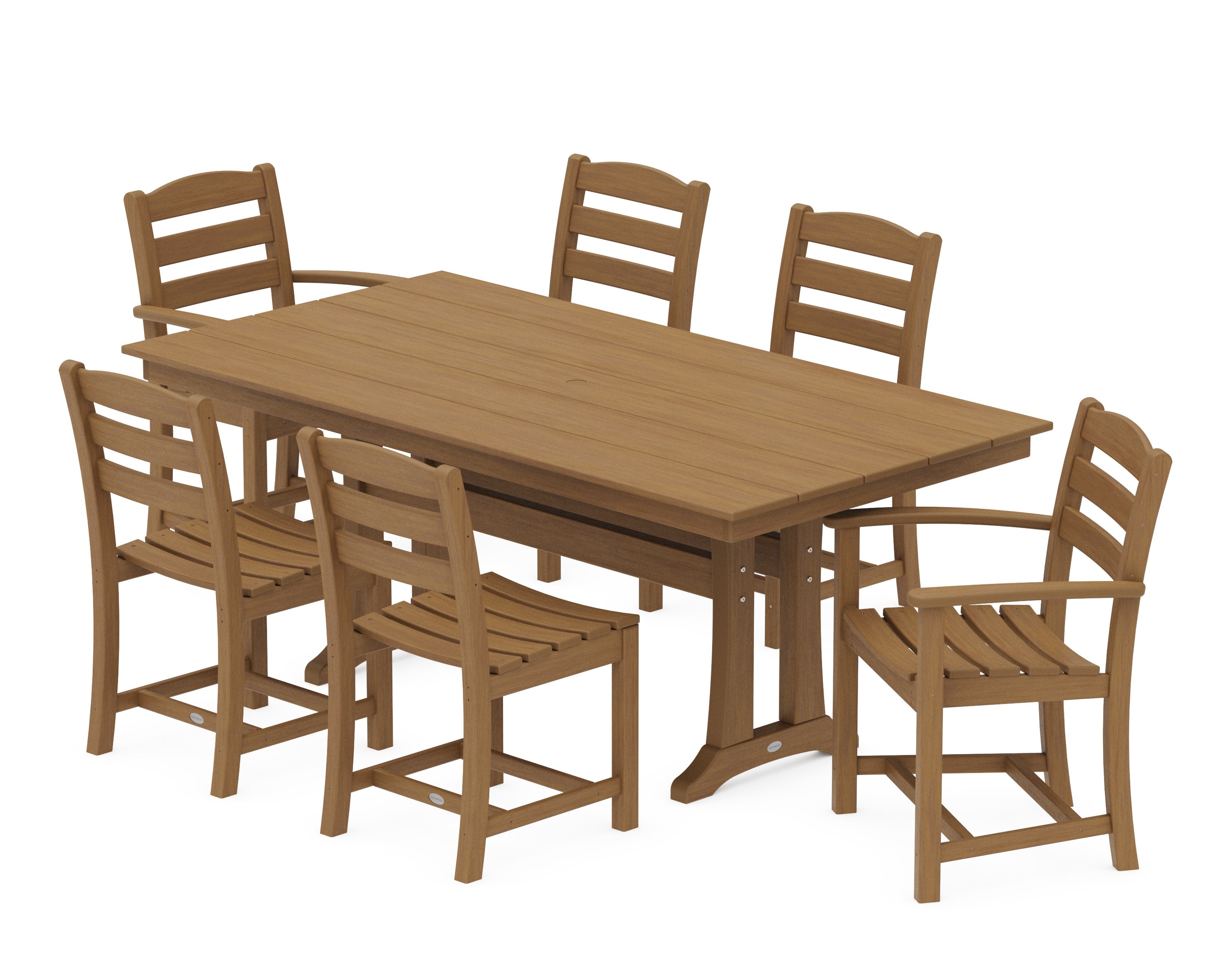 La Casa Caf 7-Piece Farmhouse Dining Set with Trestle Legs in Natural
