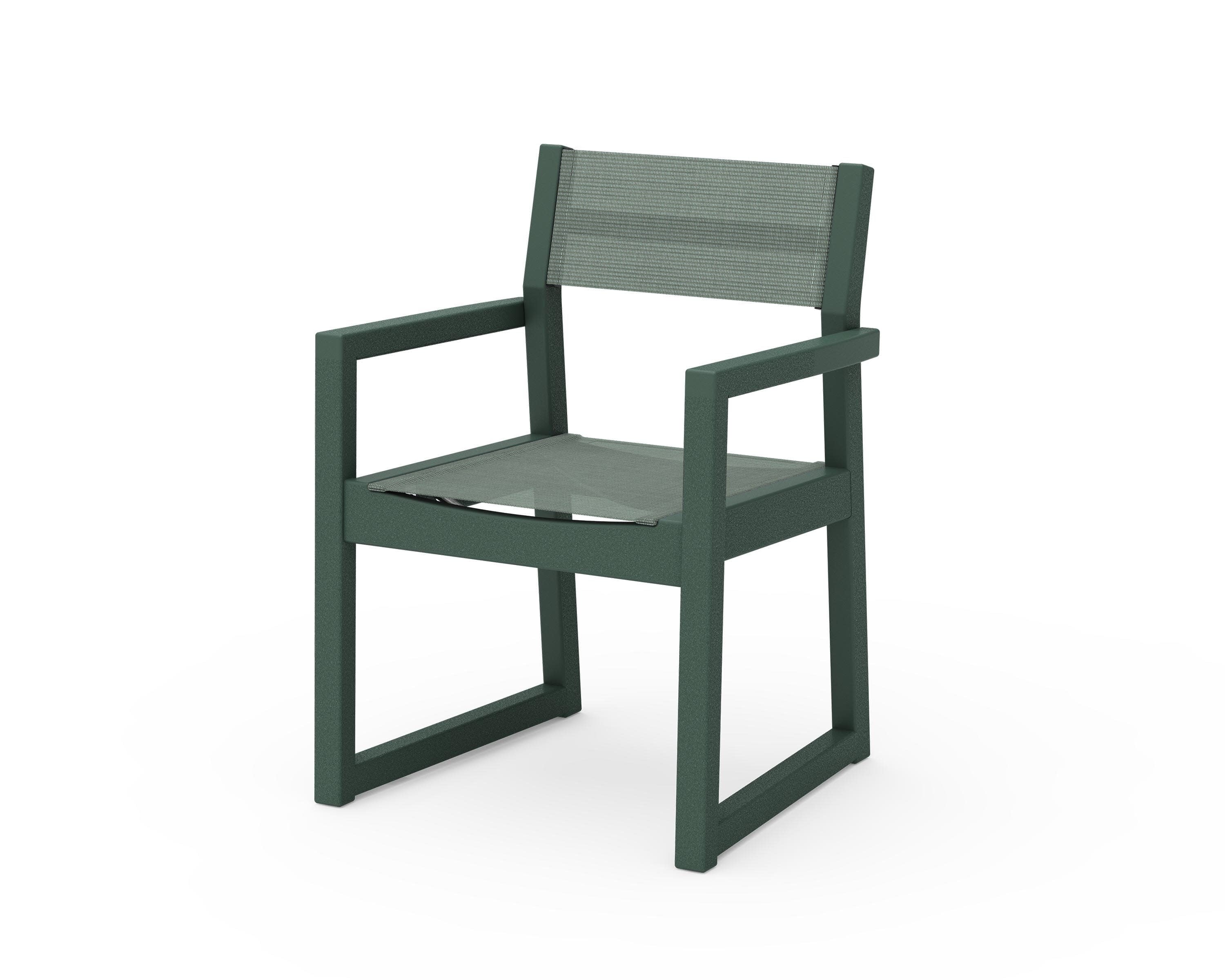 EDGE Sling Dining Arm Chair in Green / Dupioni Sea Mist Sling