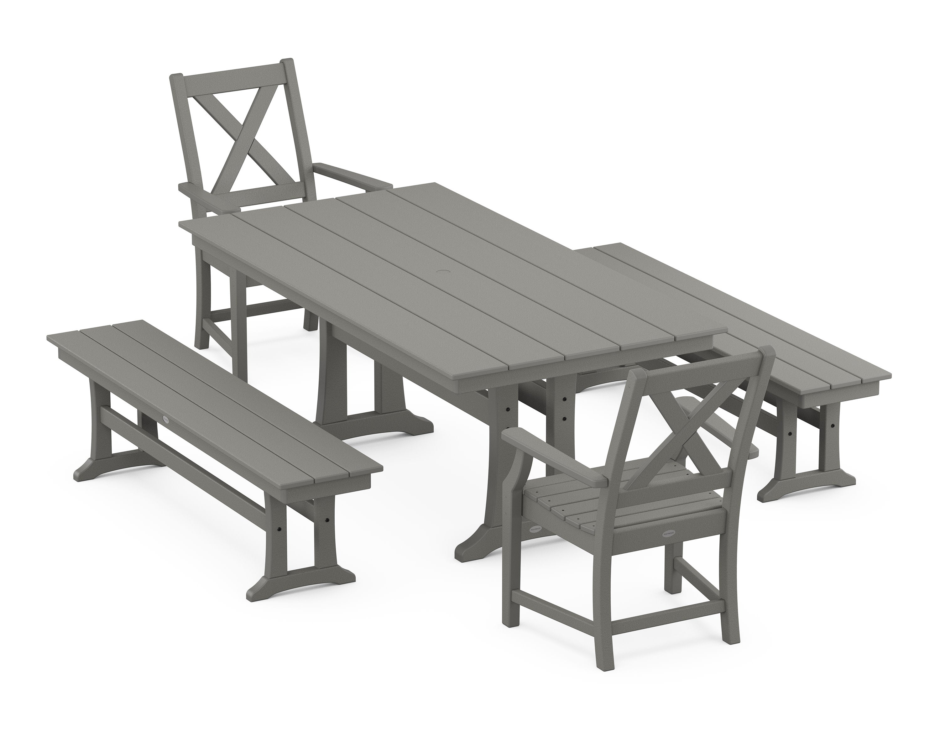 Braxton 5-Piece Farmhouse Dining Set With Trestle Legs in Slate Grey