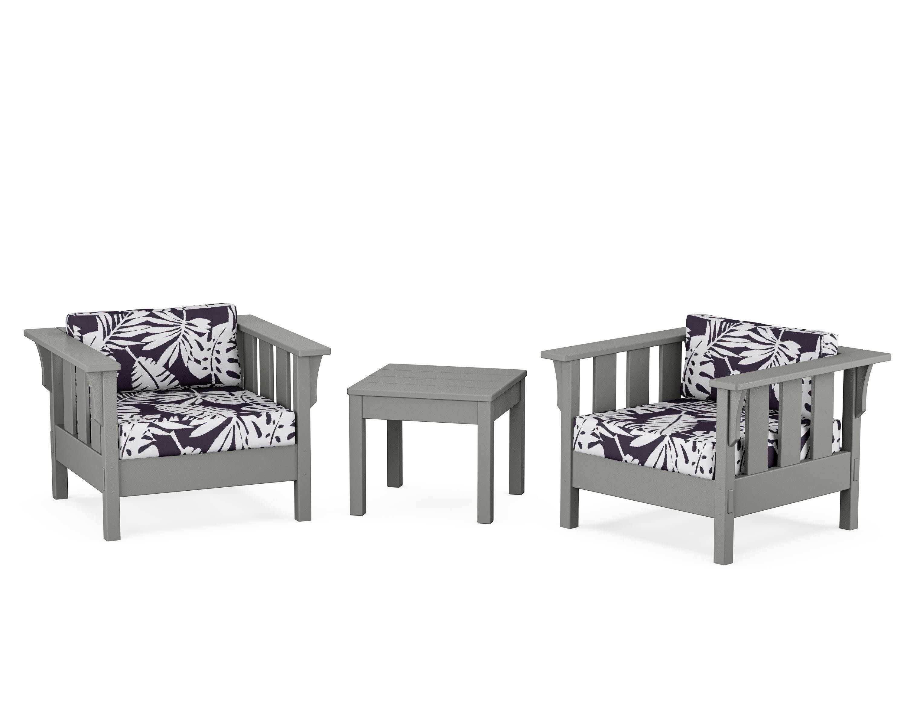Acadia 3-Piece Deep Seating Set in Slate Grey / Leaf Navy