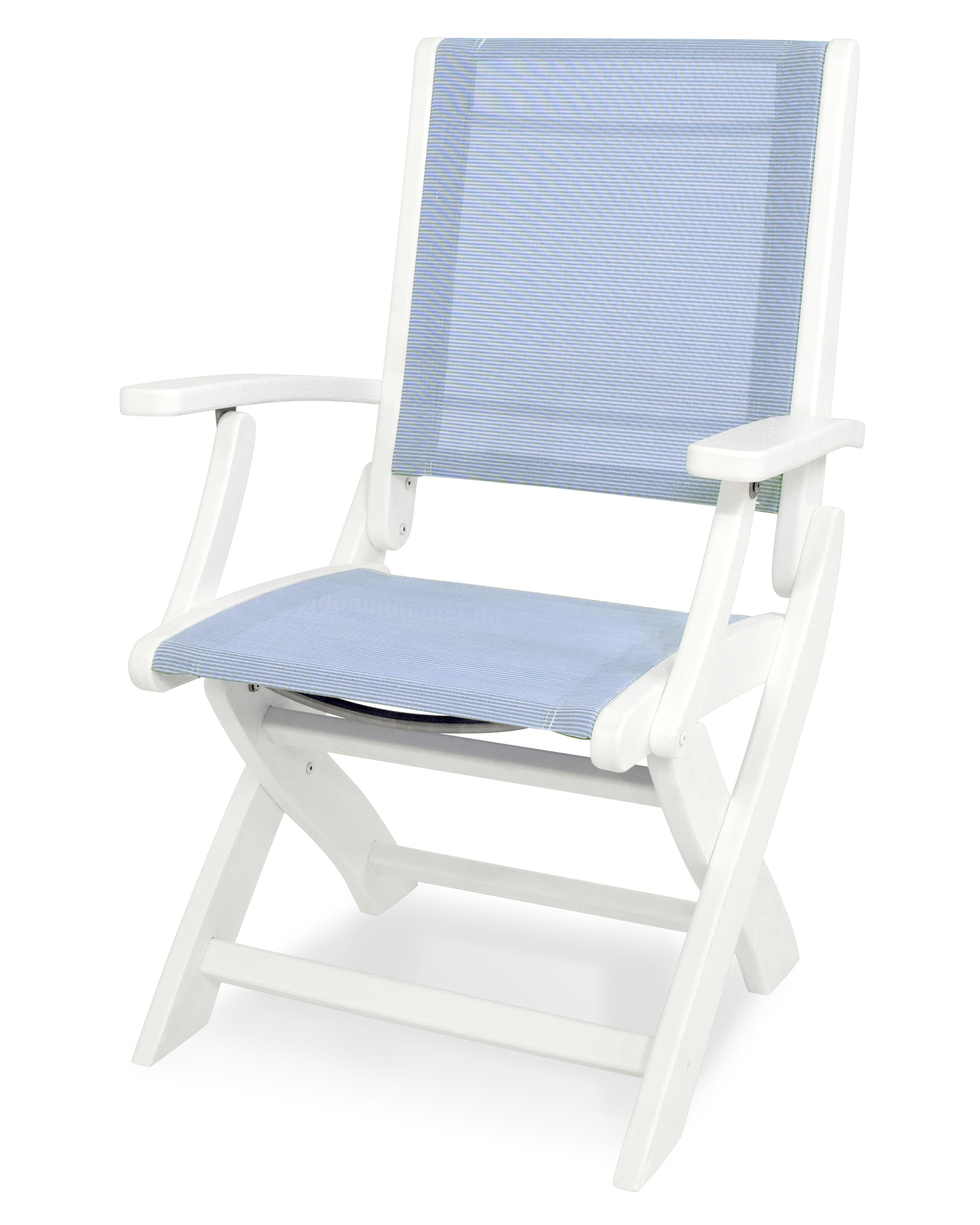 Coastal Folding Chair in White / Poolside Sling