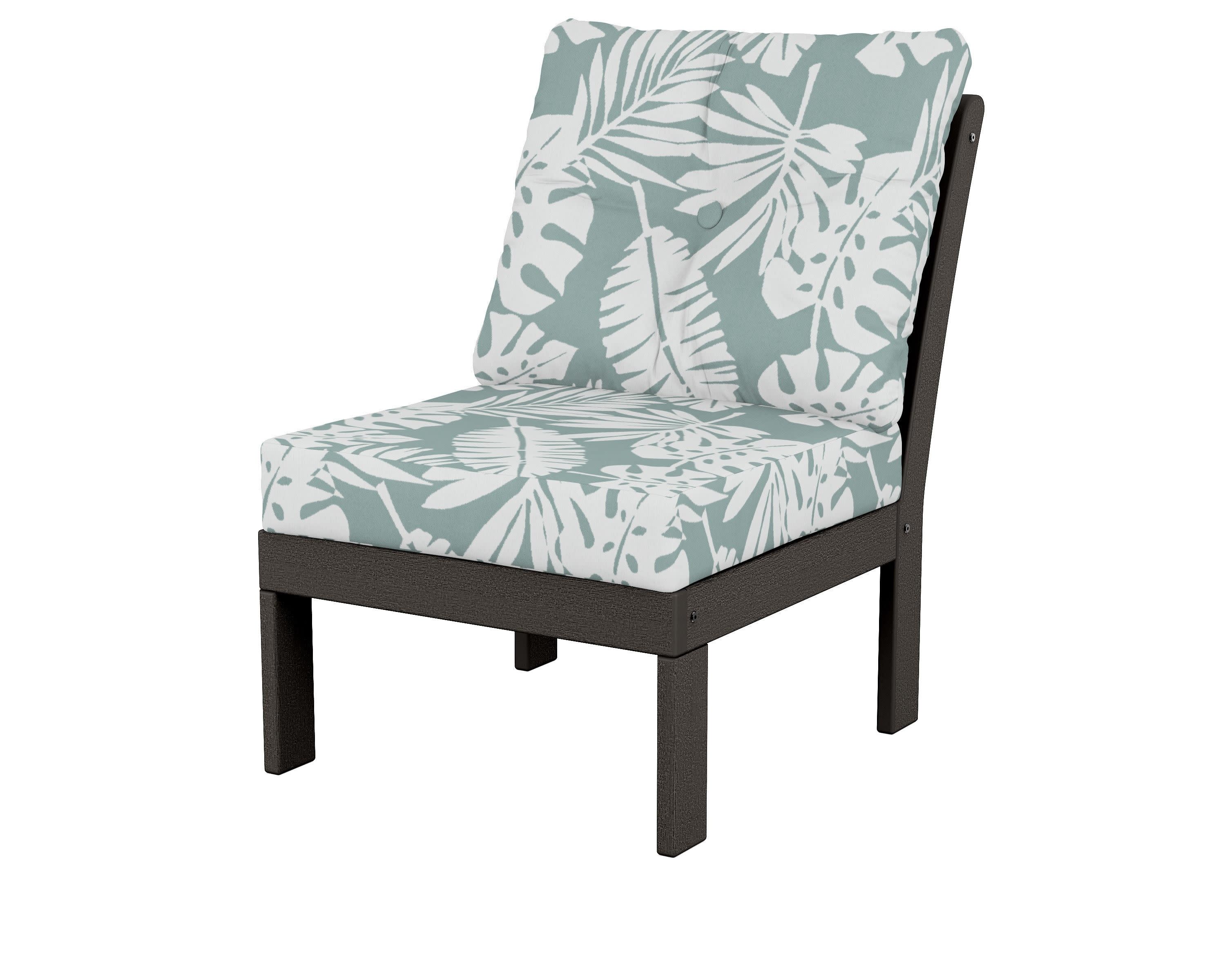 Vineyard Modular Armless Chair in Vintage Coffee / Leaf Glacier Spa