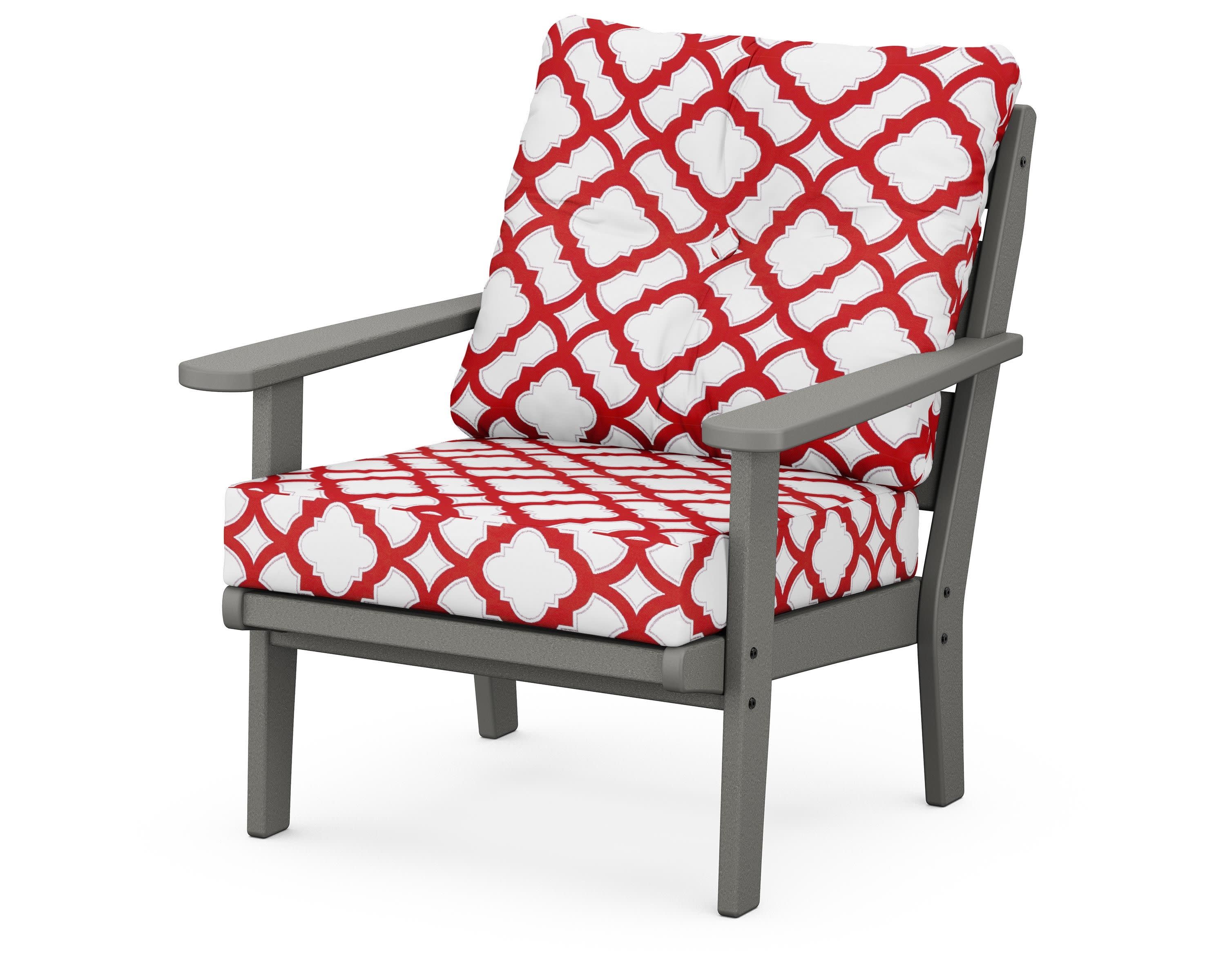 Lakeside Deep Seating Chair in Slate Grey / Trellis Crimson