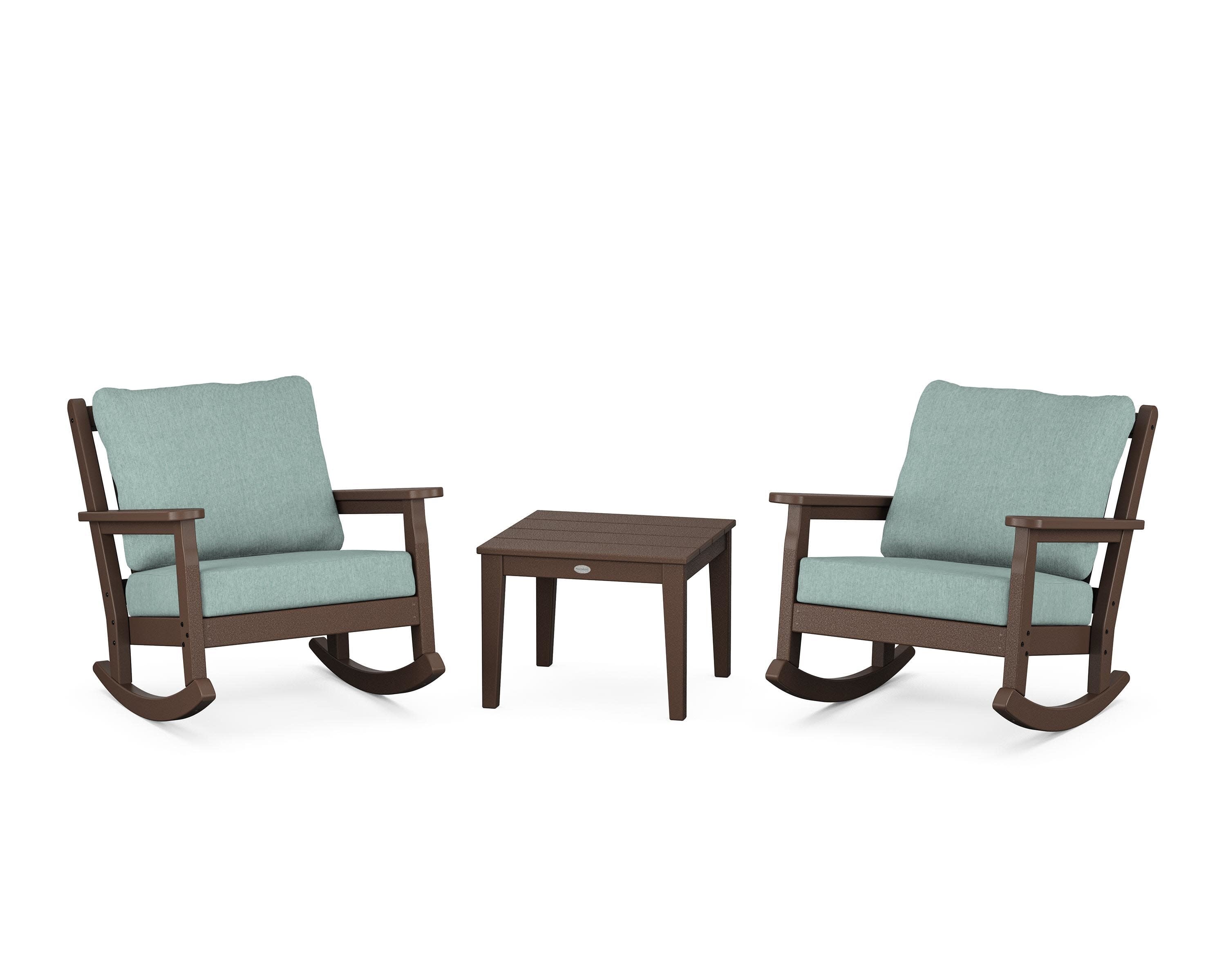 Chippendale 3-Piece Deep Seating Rocker Set in Mahogany / Glacier Spa