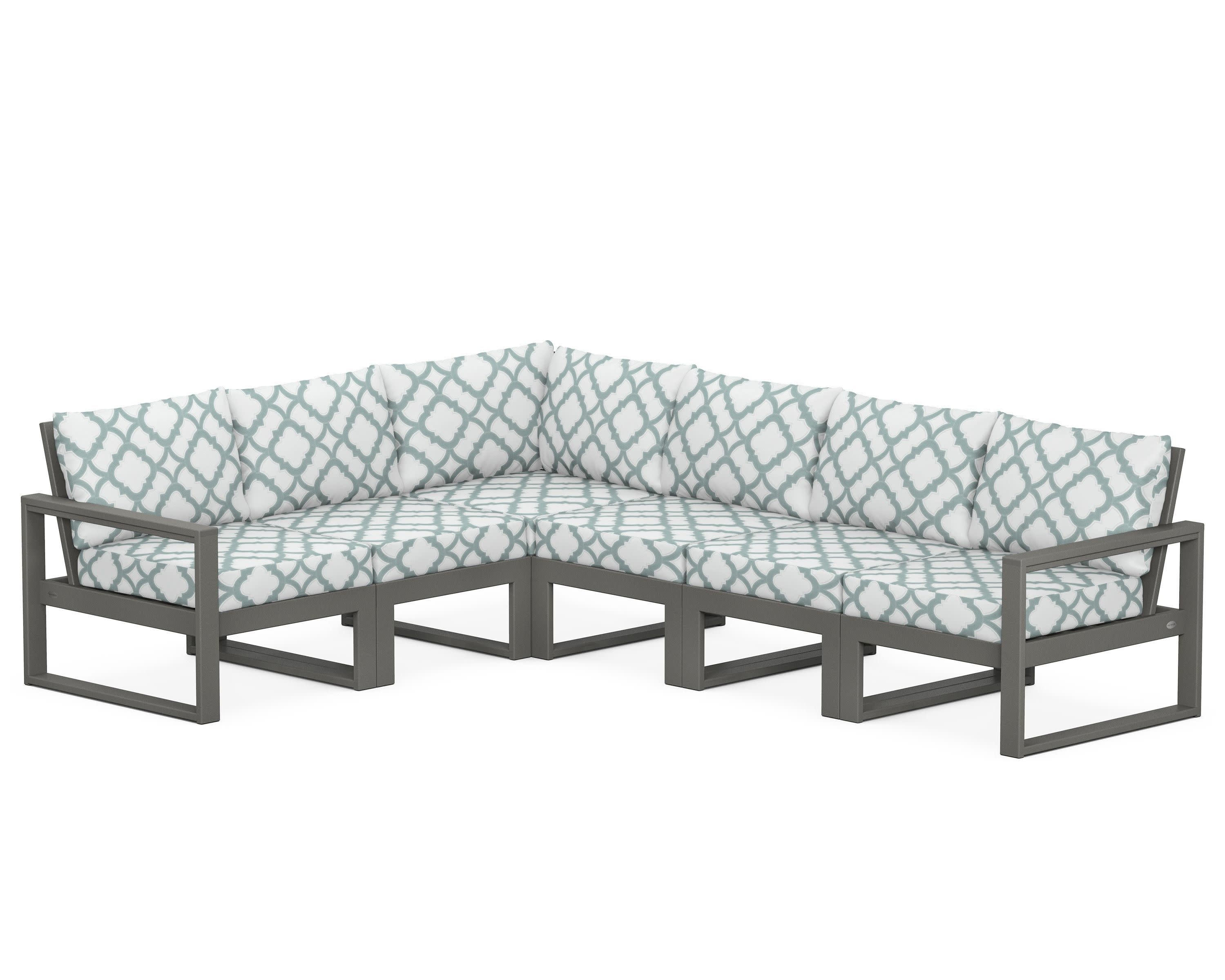 EDGE 6-Piece Modular Deep Seating Set in Slate Grey / Trellis Glacier Spa
