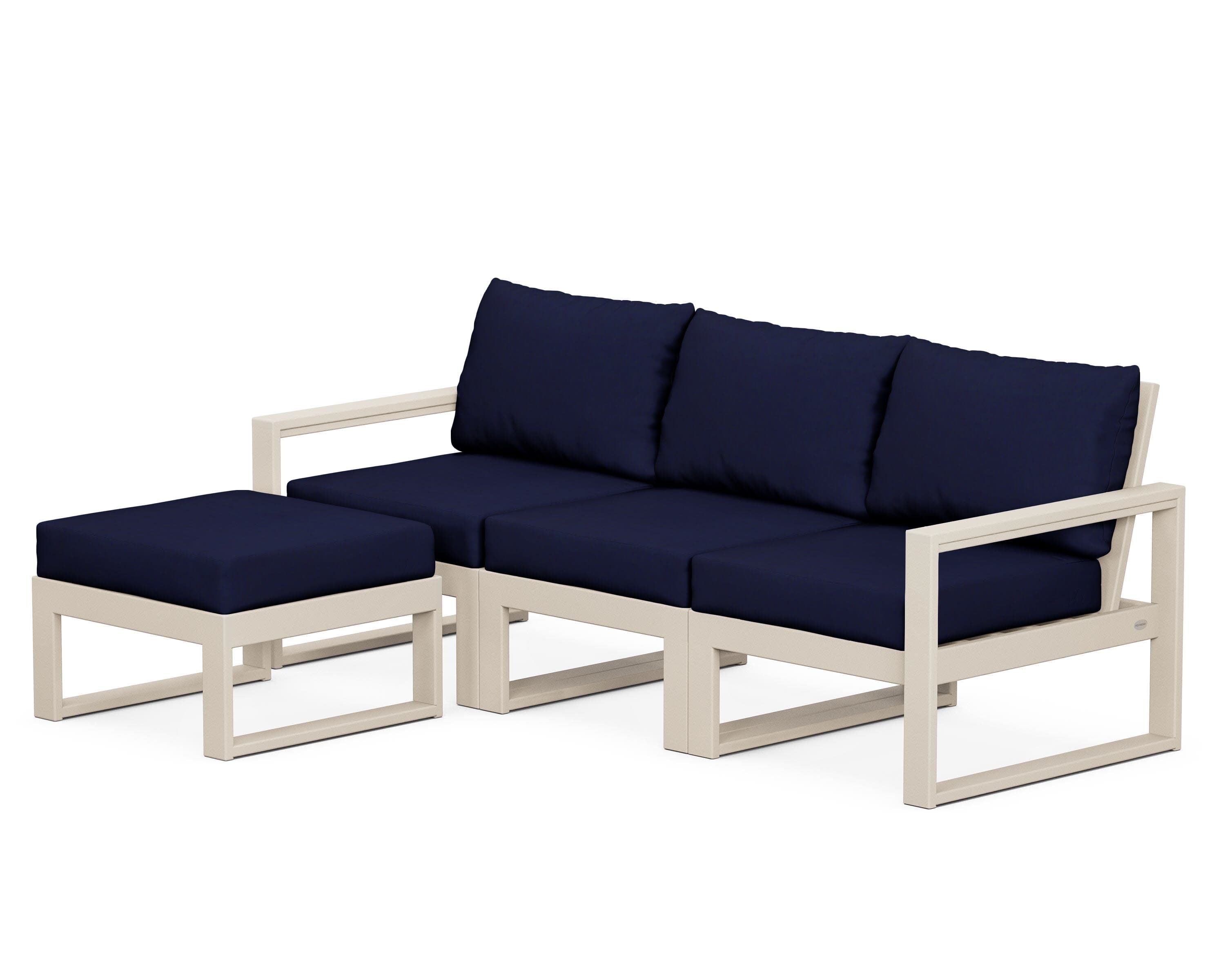 EDGE 4-Piece Modular Deep Seating Set with Ottoman in Sand / Navy