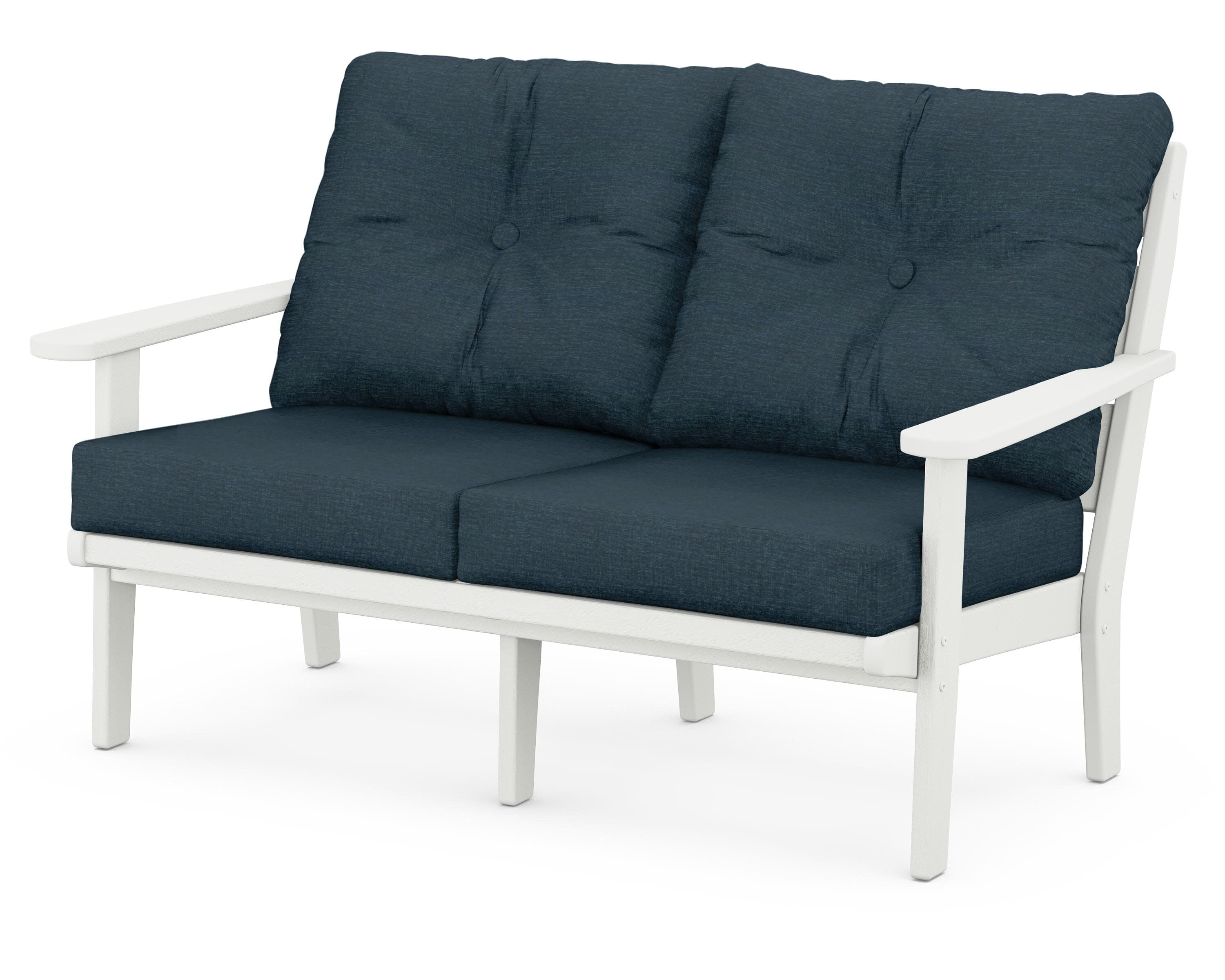 Lakeside Deep Seating Loveseat in Vintage White / Platform Indigo