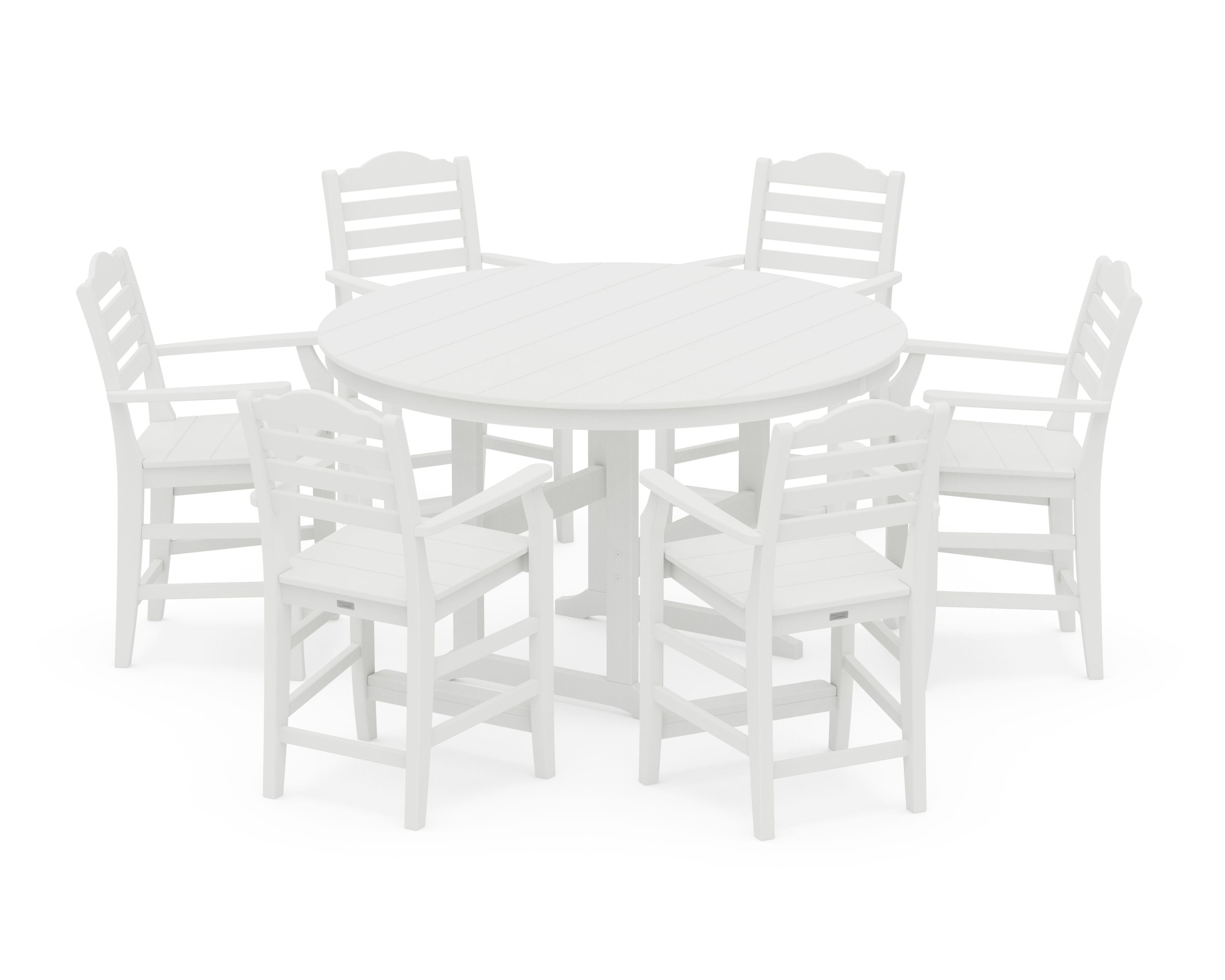 Savannah 7-Piece Arm Chair Round Farmhouse Counter Set in White