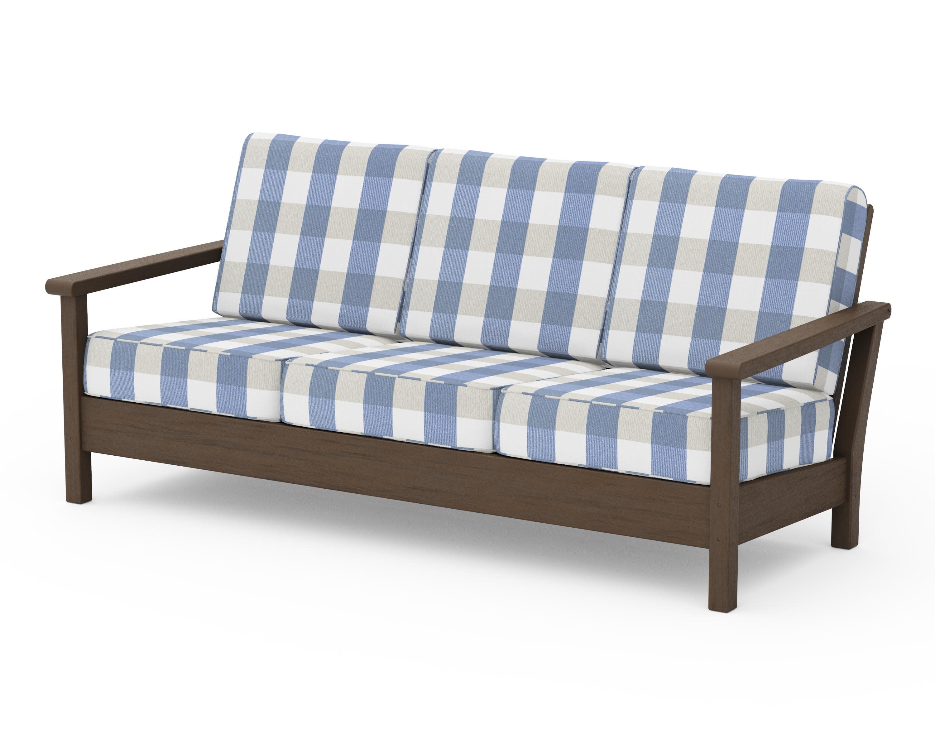 Harbour Deep Seating Sofa in Kona / Buffalo Plaid Sky Blue
