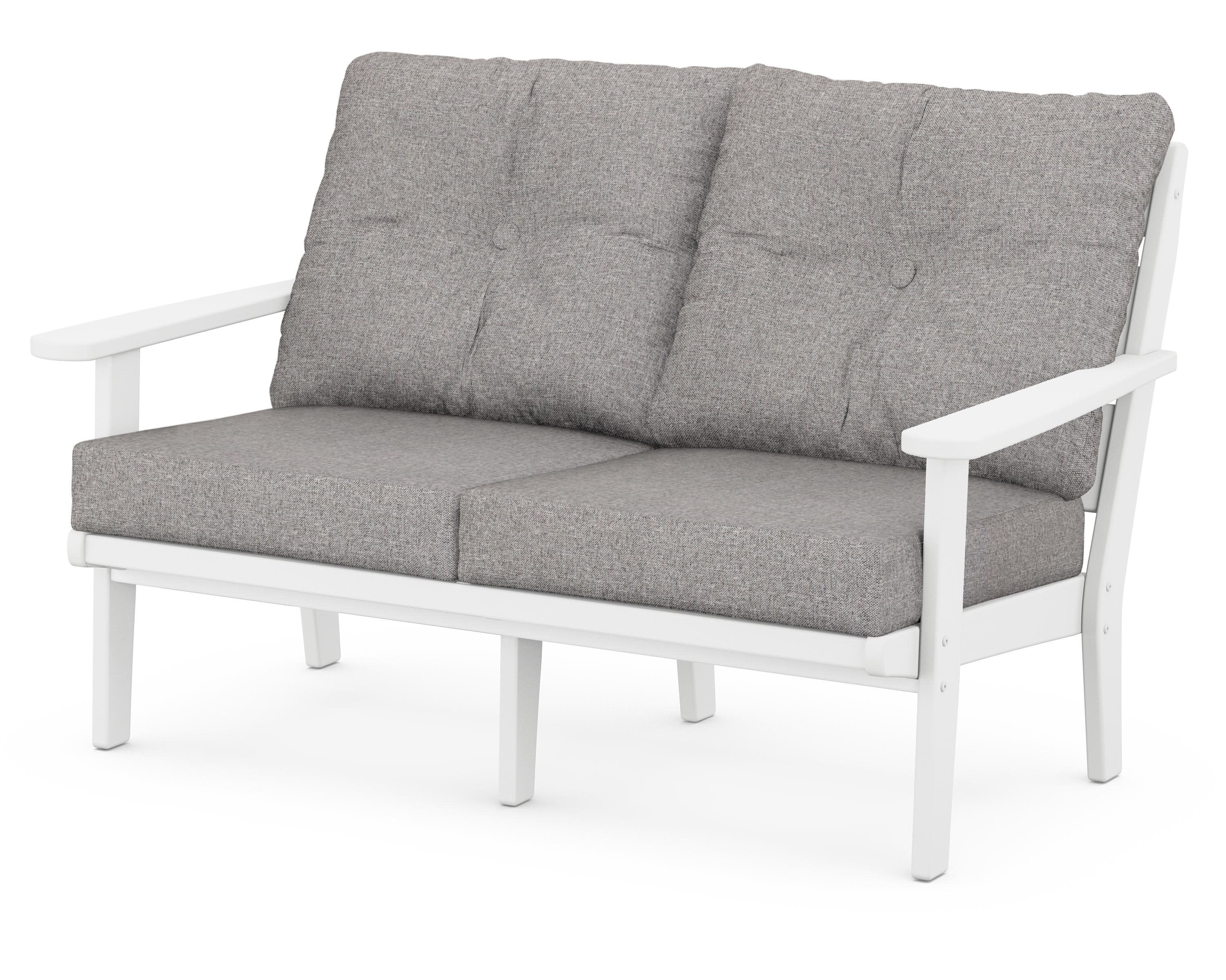 Lakeside Deep Seating Loveseat in White / Grey Mist