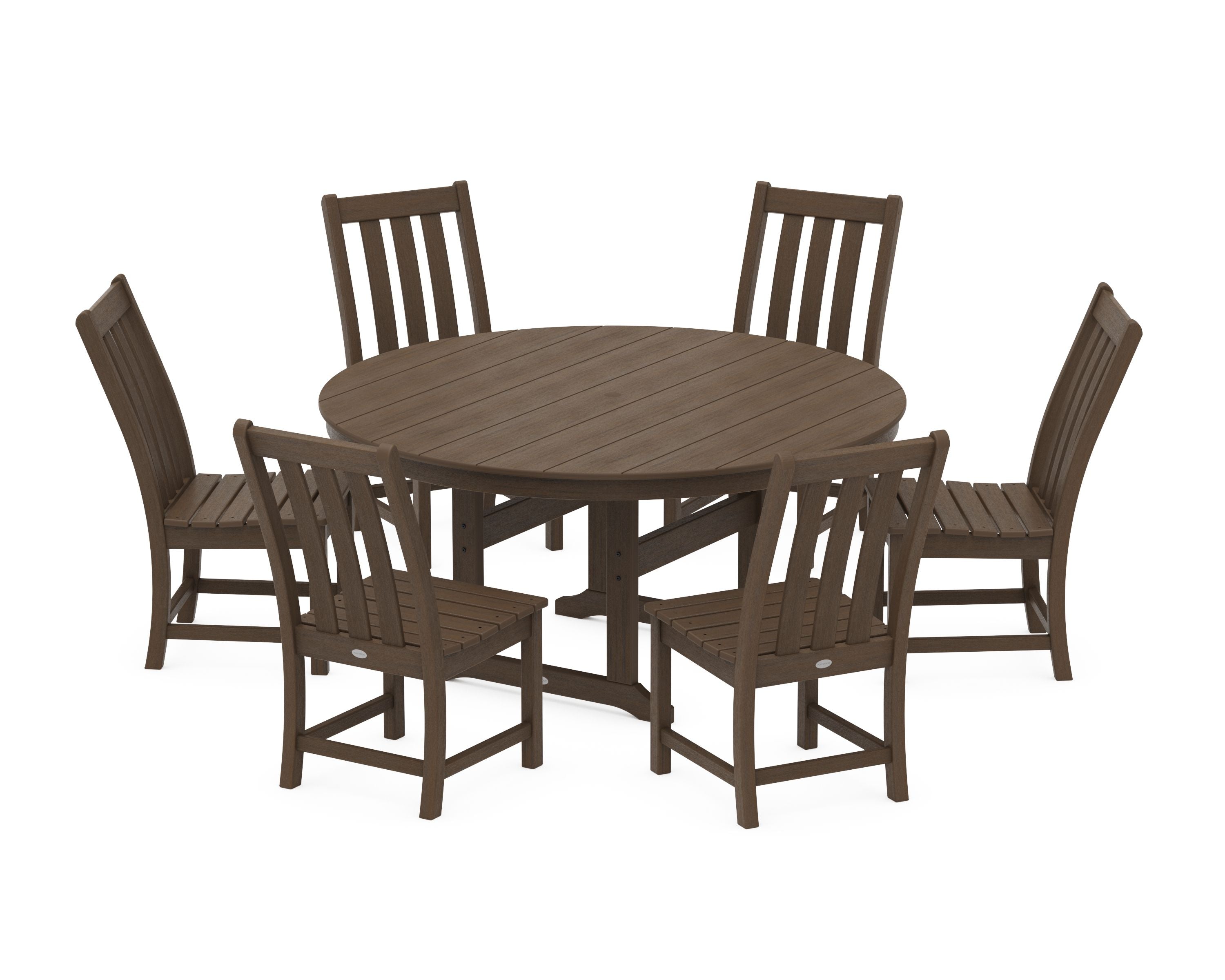 Vineyard 7-Piece Side Chair Round Farmhouse Dining Set in Kona