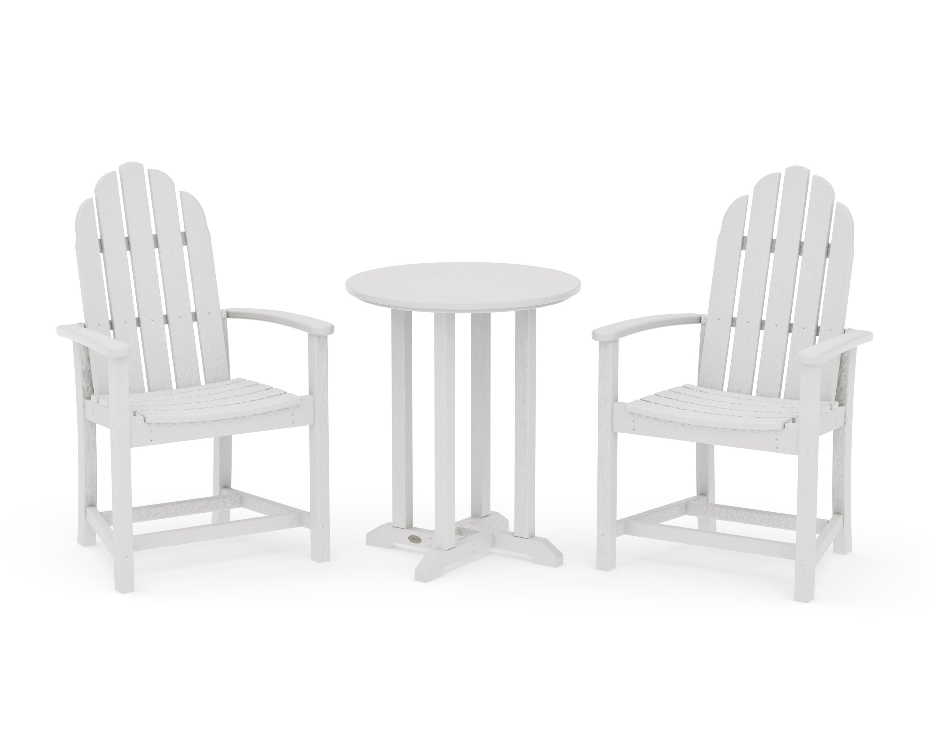 Classic Adirondack 3-Piece Round Bistro Dining Set in Vintage White