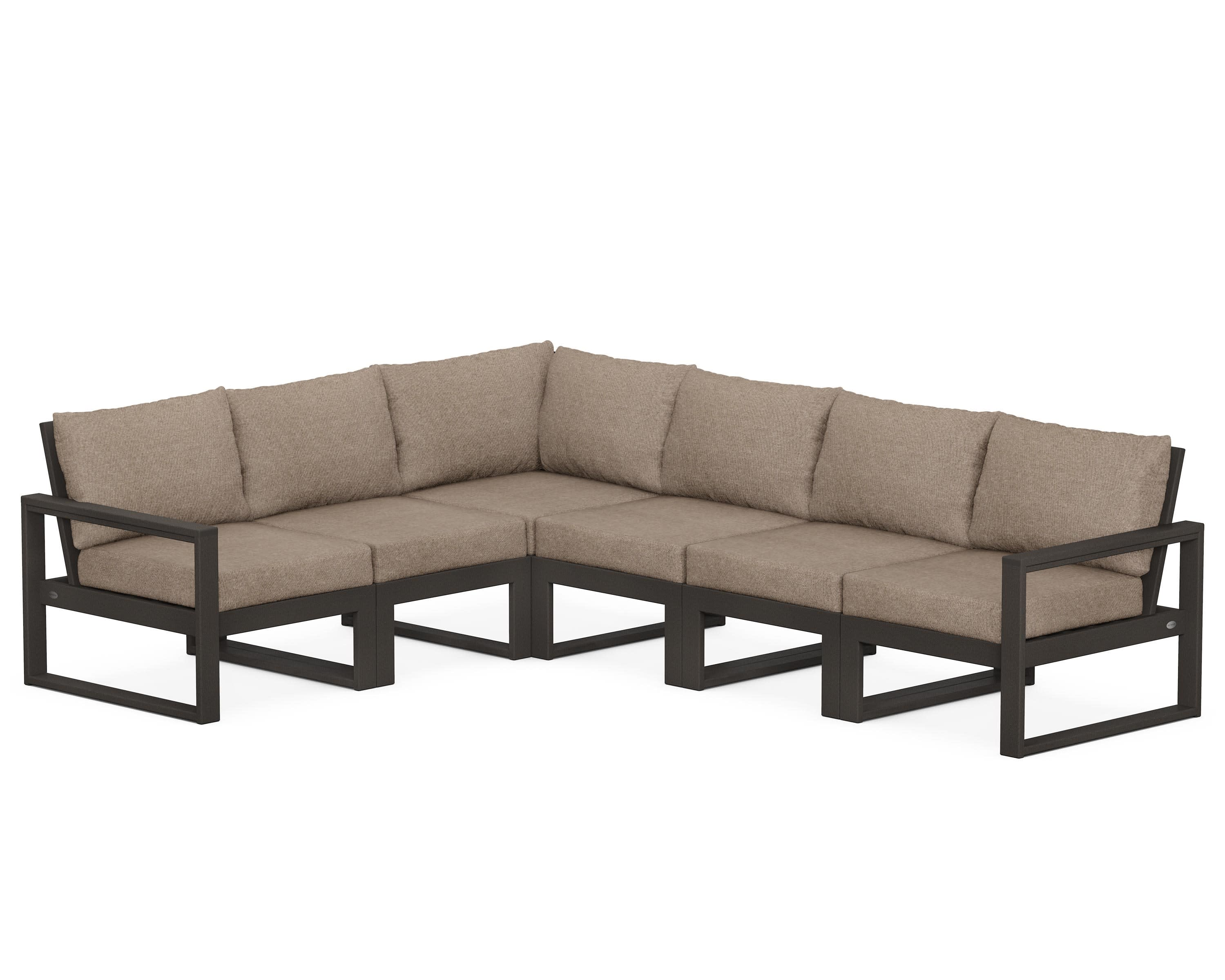 EDGE 6-Piece Modular Deep Seating Set in Vintage Coffee / Spiced Burlap