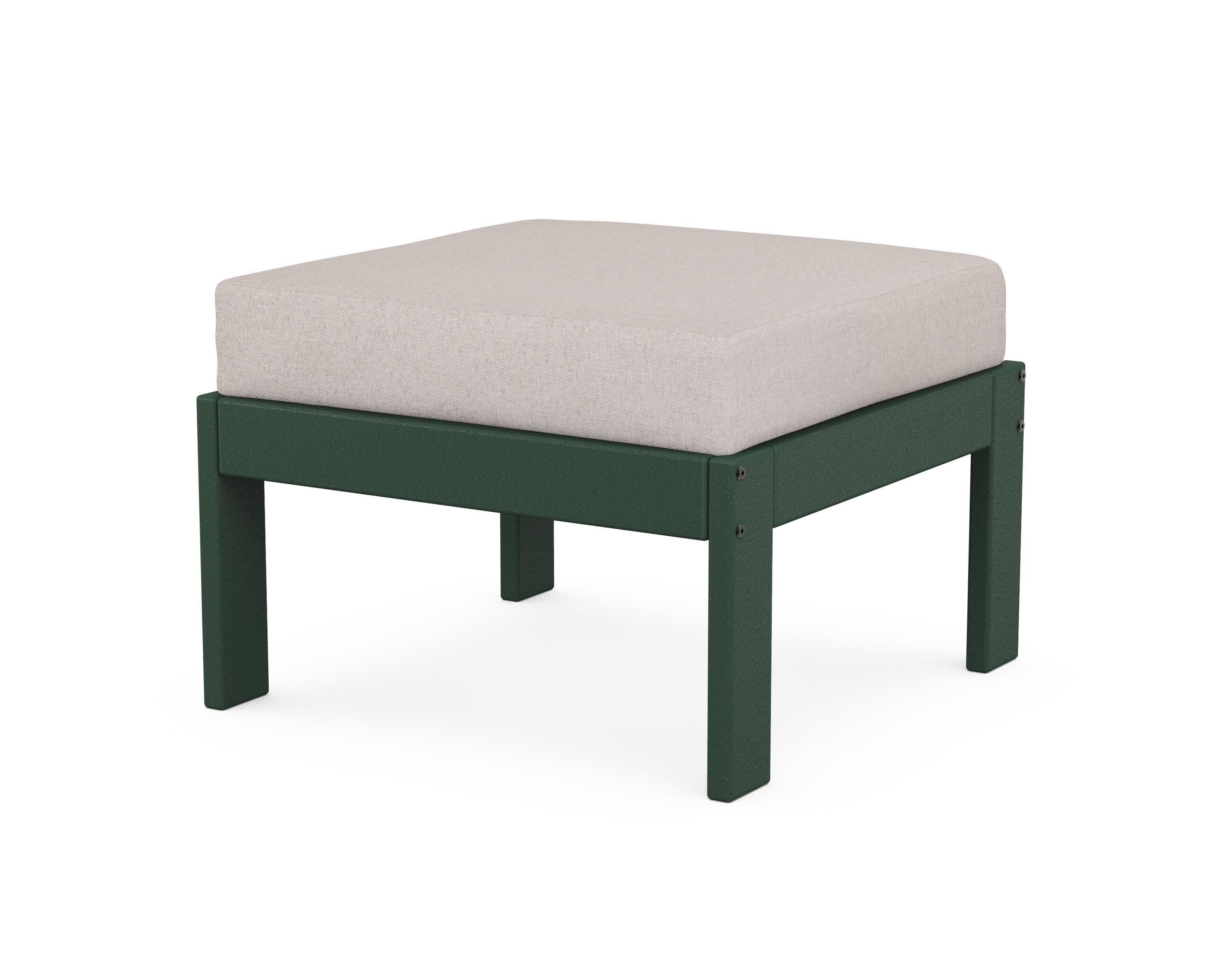 Vineyard Modular Ottoman in Green / Dune Burlap