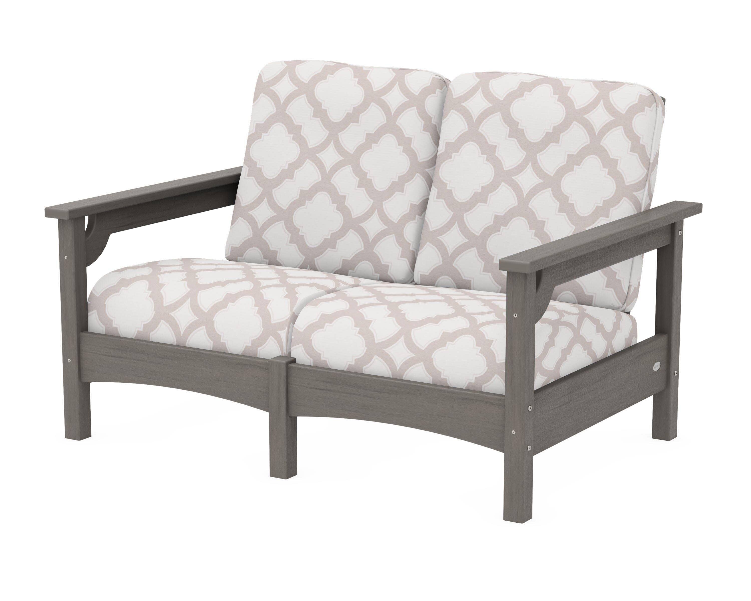 Club Loveseat in Driftwood / Trellis Dune Burlap