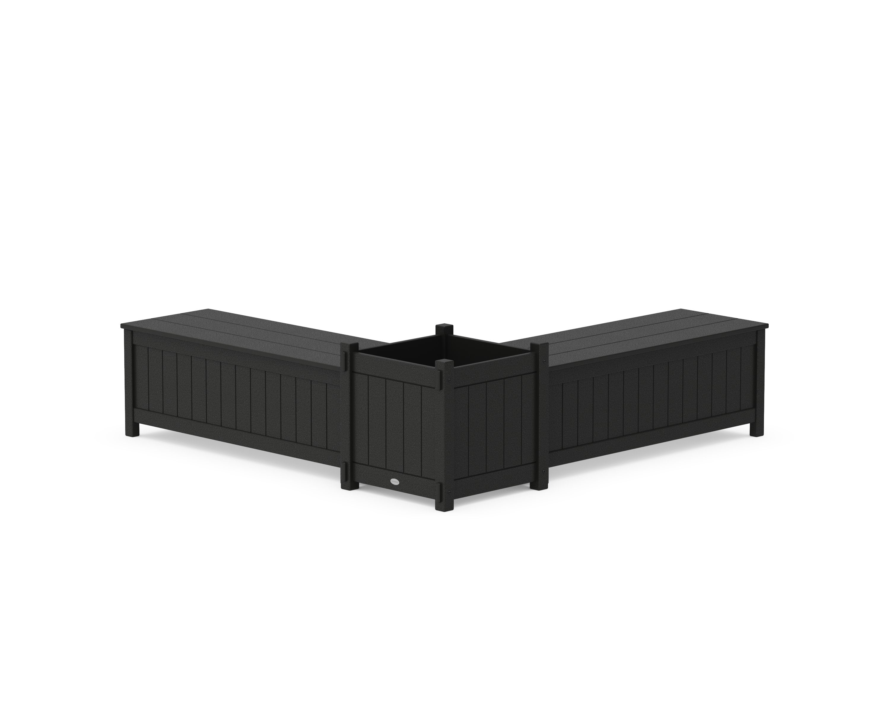 48" Vineyard L- Shaped Planter Storage Bench Set- Large in Black