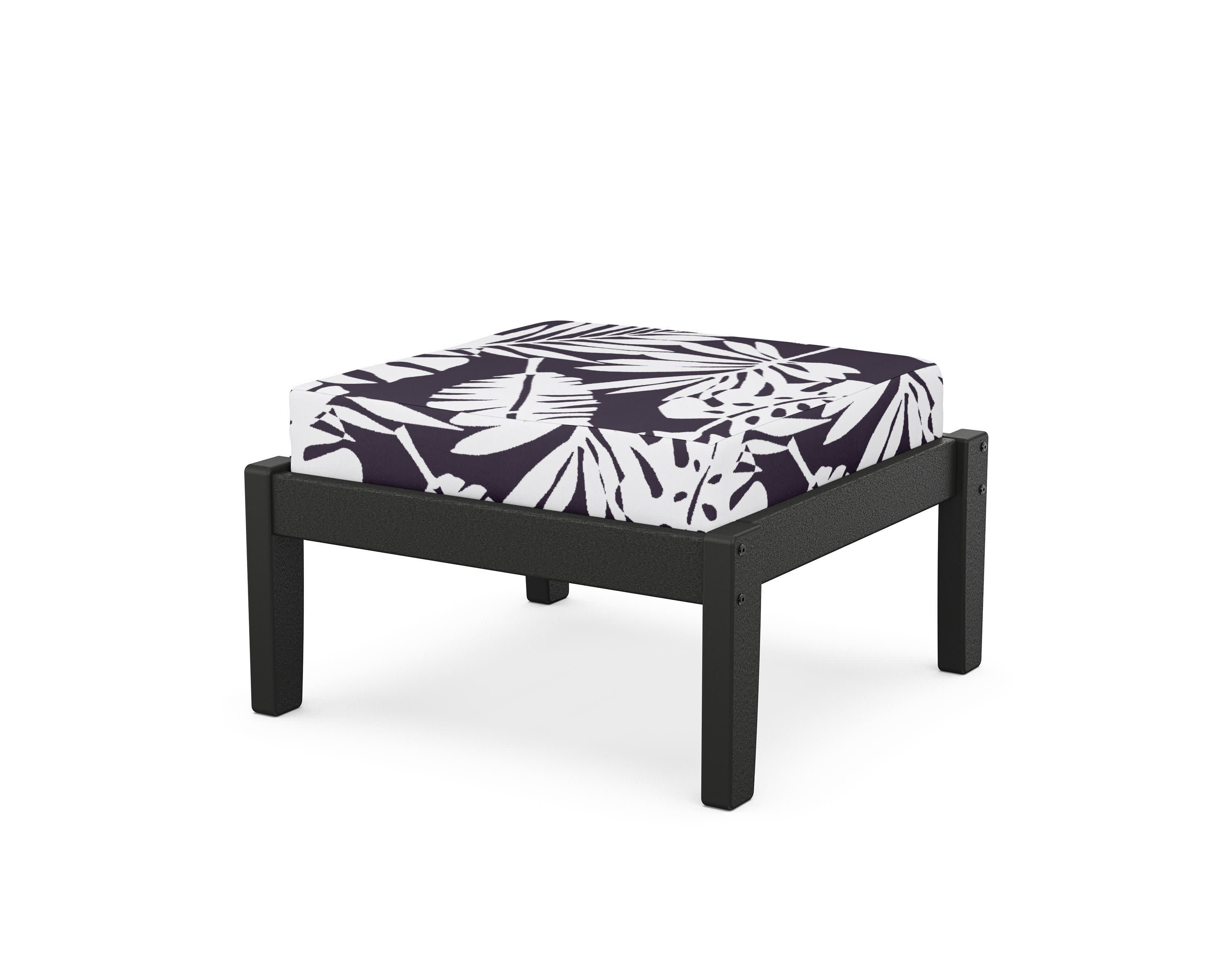 Deep Seating Ottoman in Black / Leaf Navy