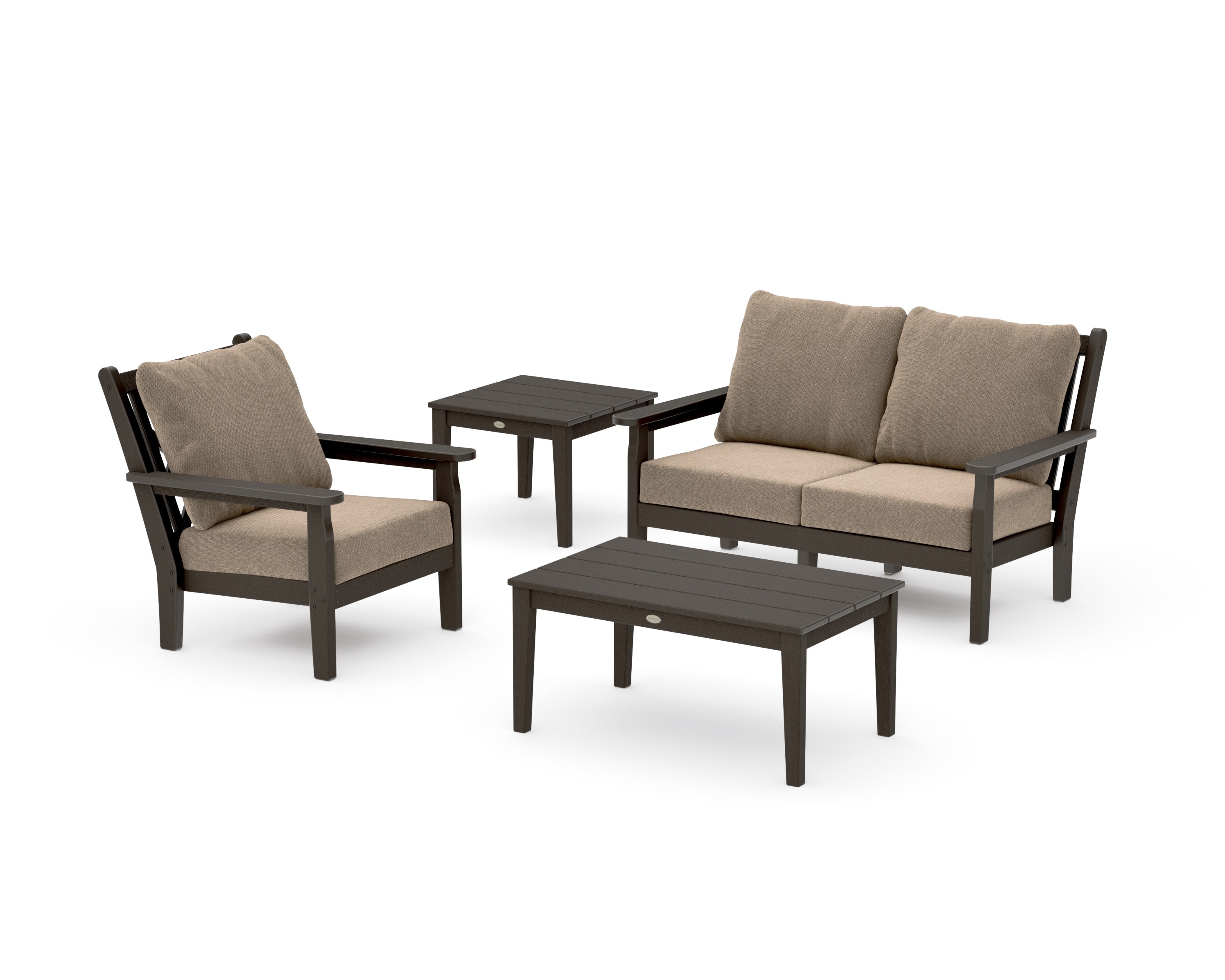 Chippendale 4-Piece Deep Seating Set in Vintage Coffee / Spiced Burlap