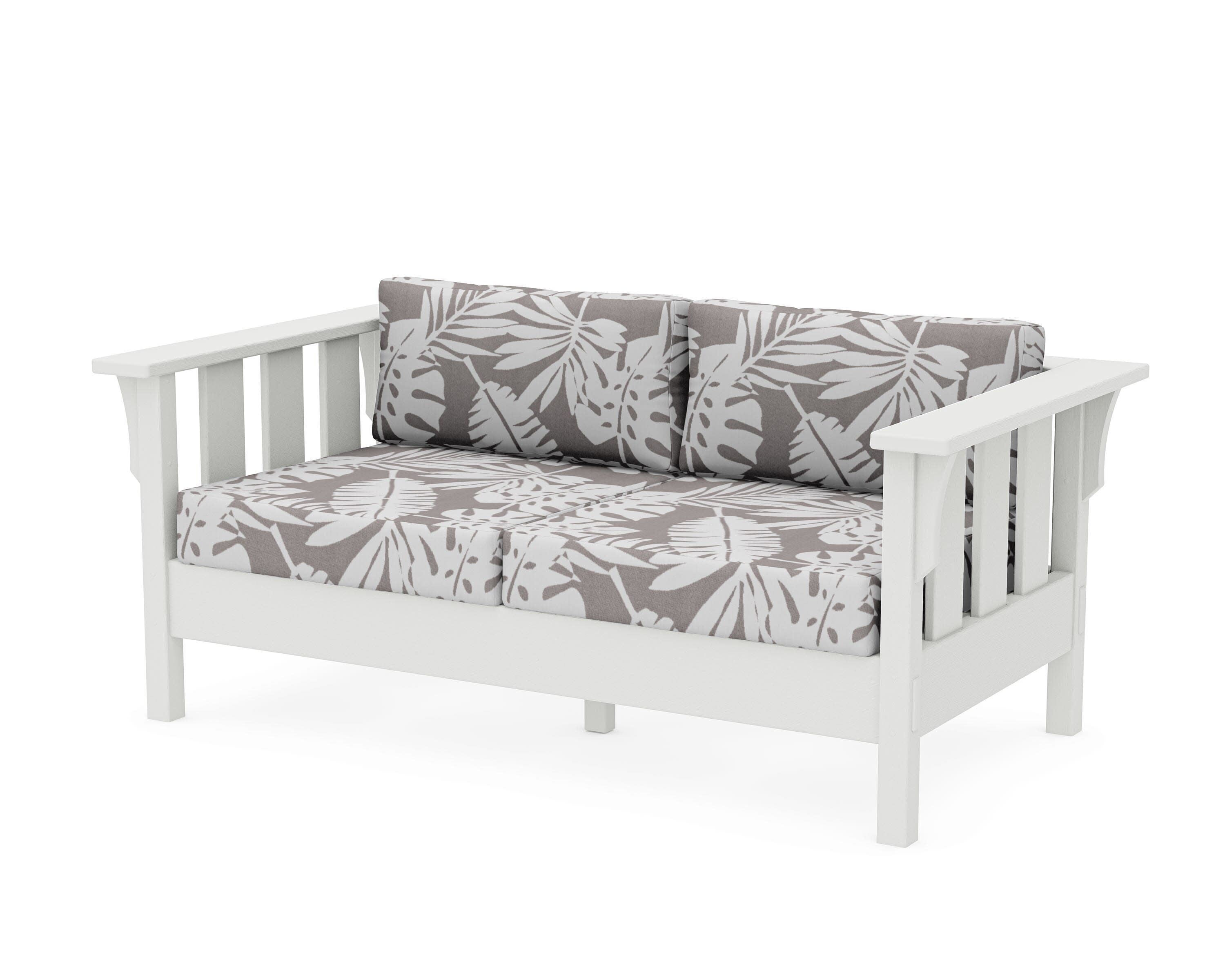 Acadia Deep Seating Loveseat in Vintage White / Leaf Grey Mist