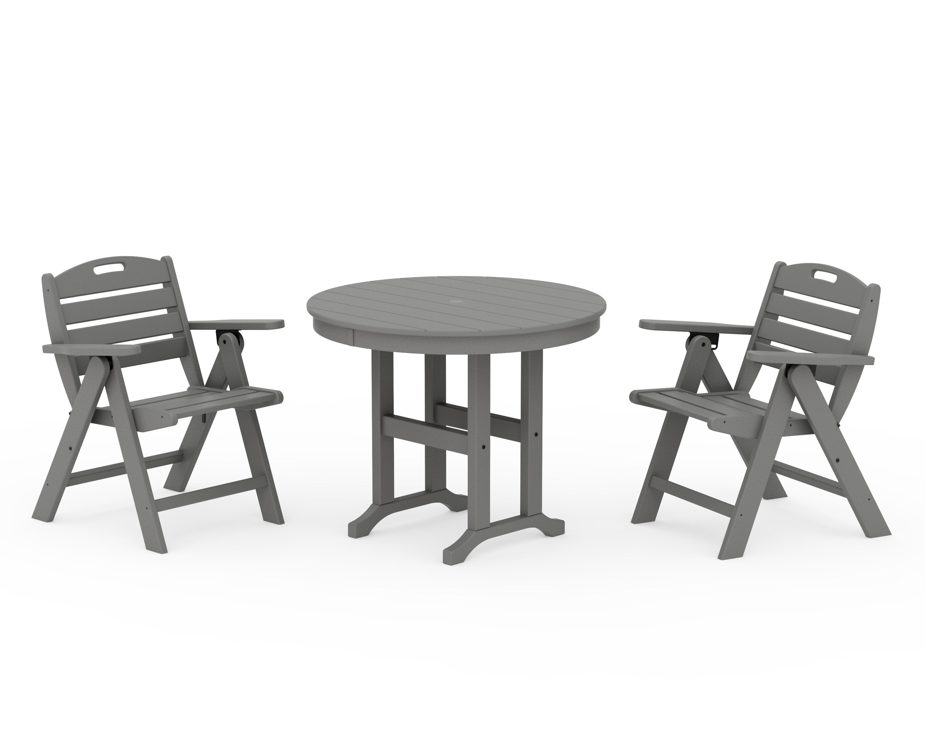 Nautical Folding Lowback Chair 3-Piece Round Dining Set