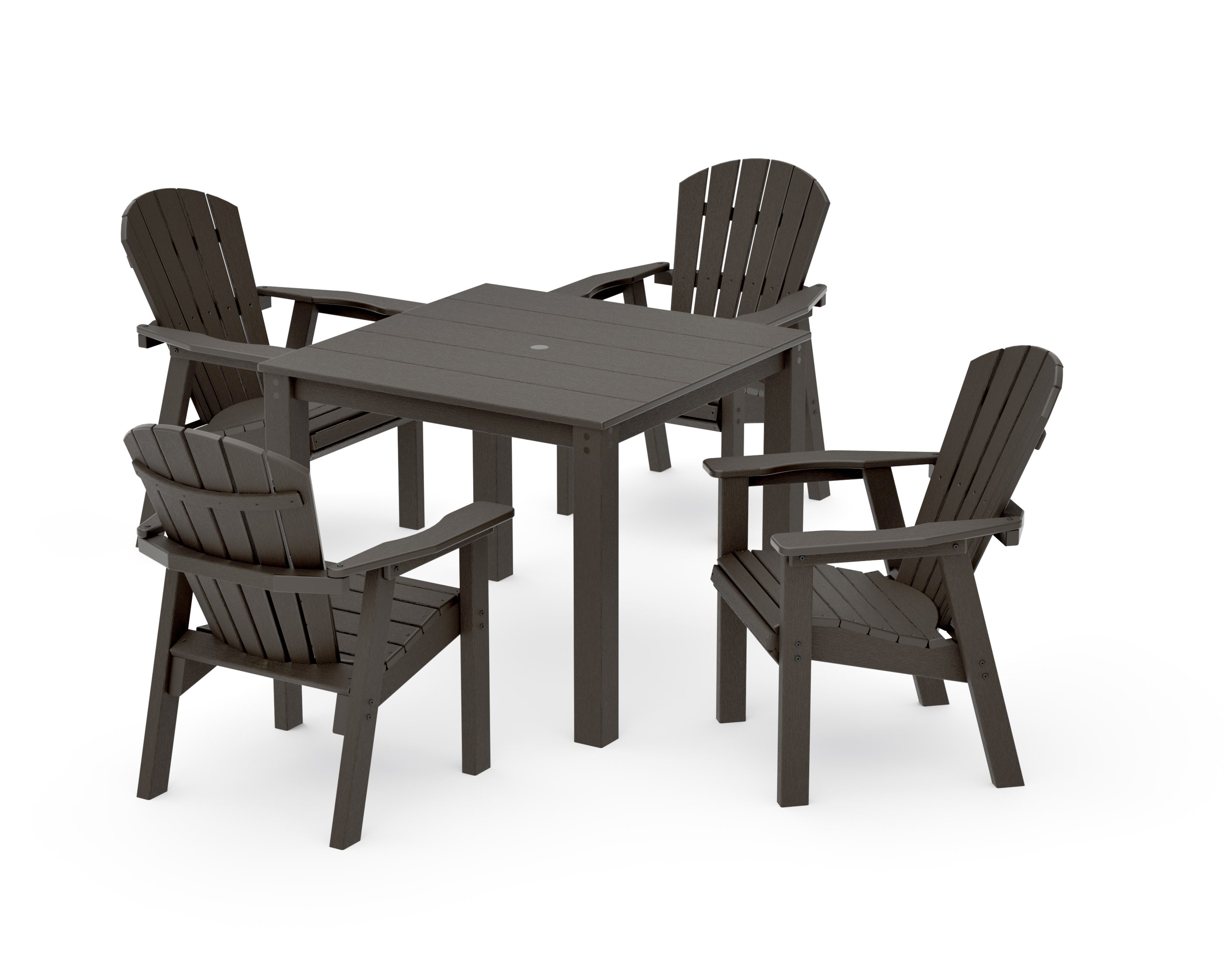 Seashell Coast 5-Piece Parsons Dining Set in Vintage Coffee