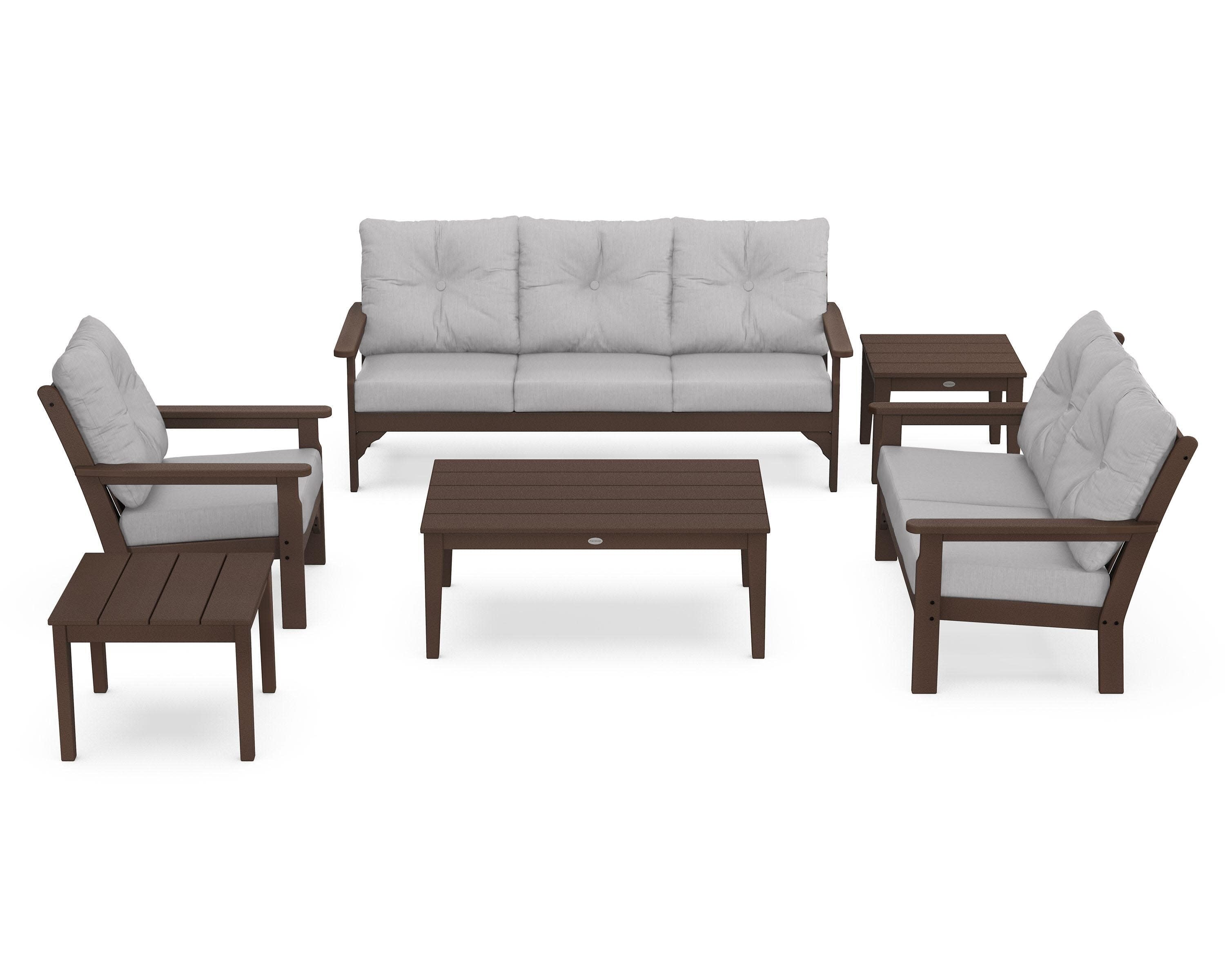 Vineyard 6-Piece Deep Seating Set in Mahogany / Granite