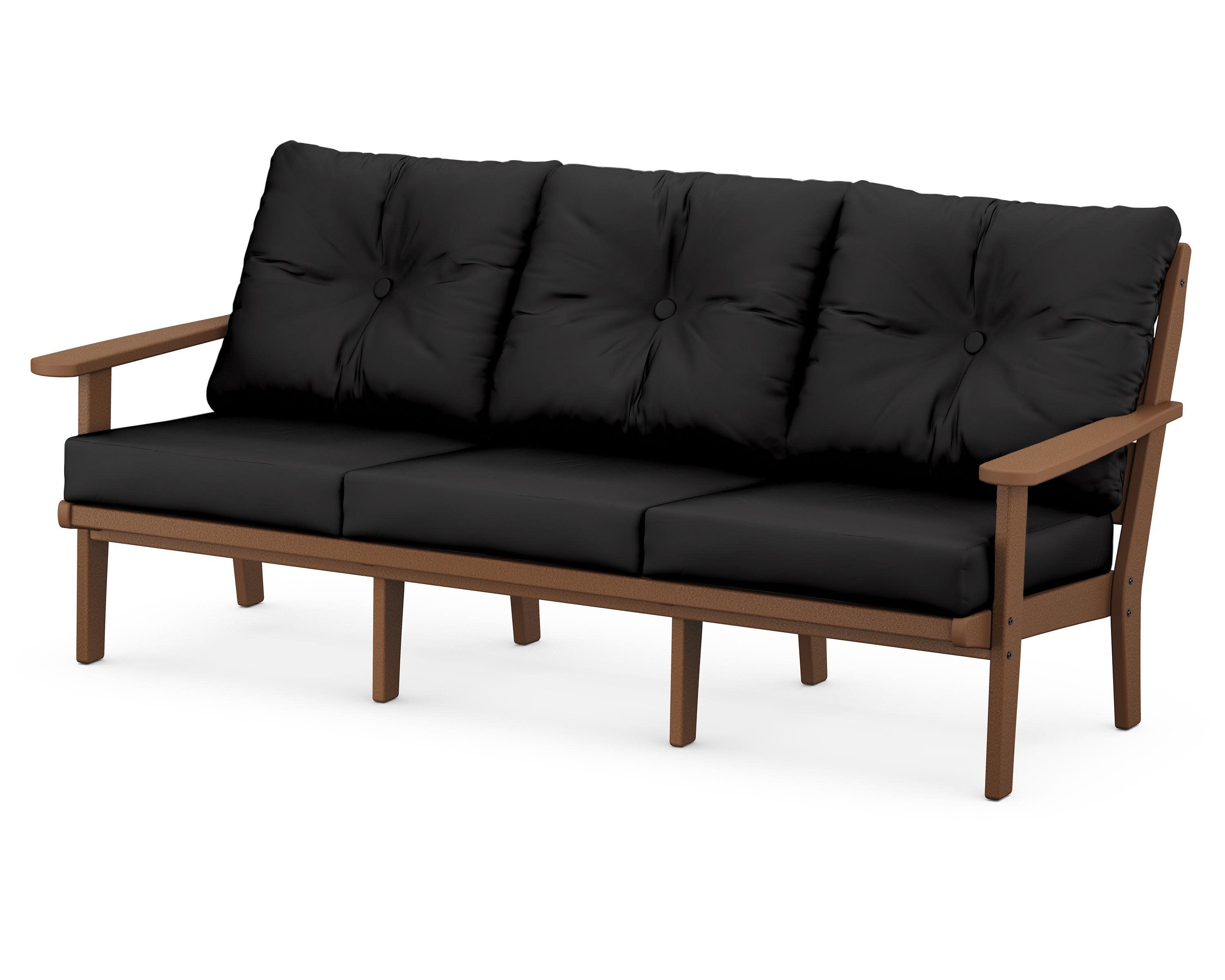 Lakeside Deep Seating Sofa in Teak / Canvas Black